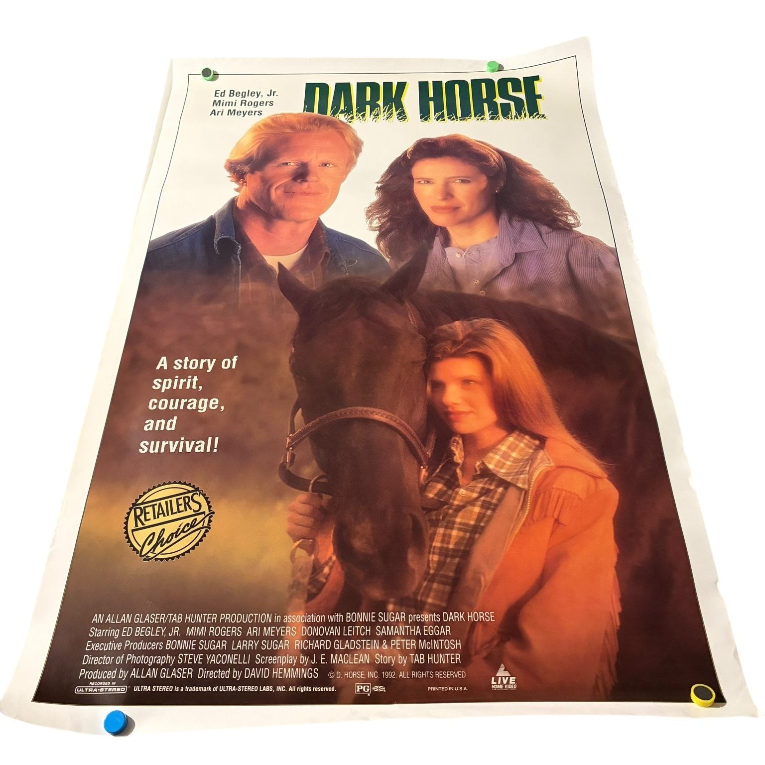 Dark Horse 1992 One-Sheet Movie Poster US Ed Begley Jr. Mimi Rogers