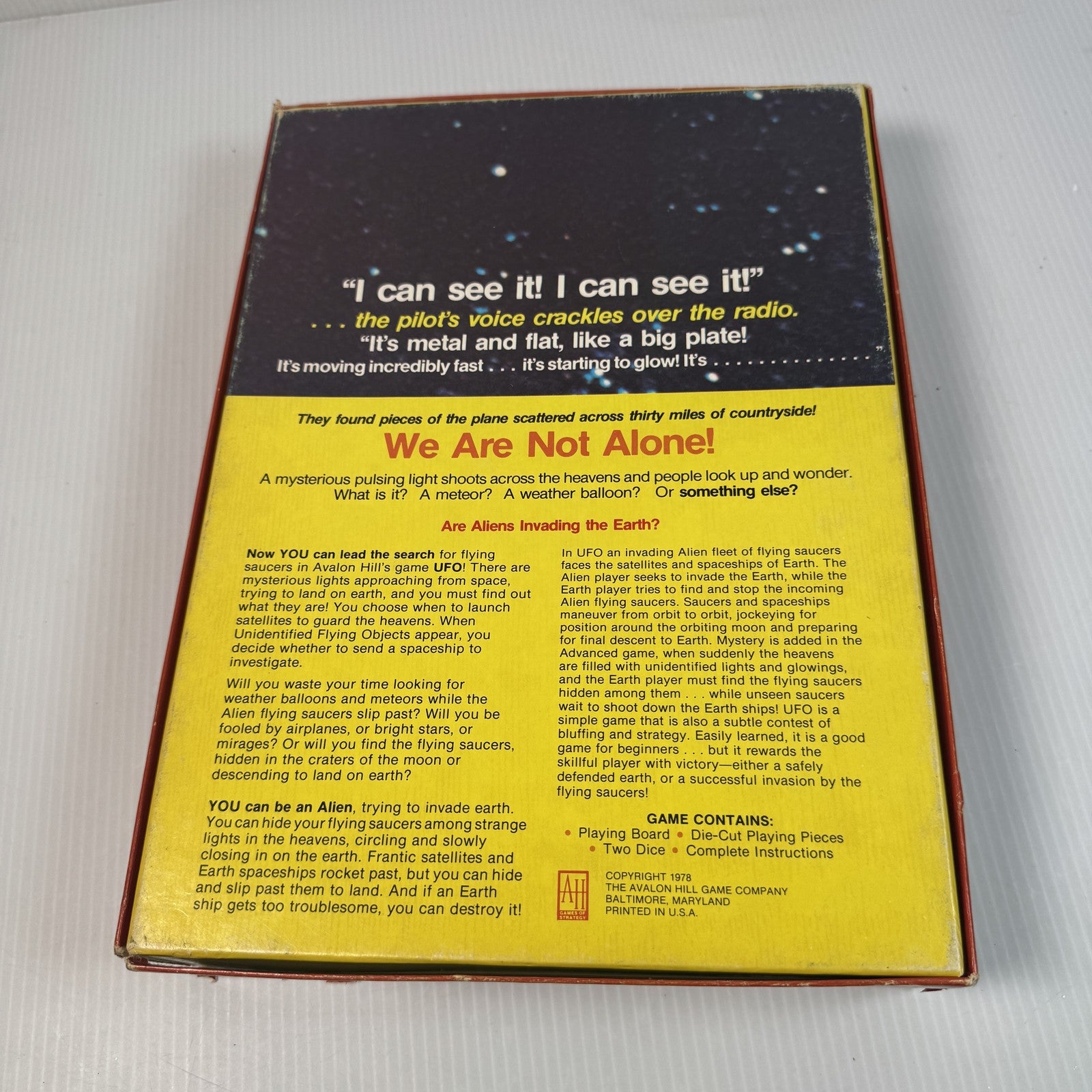 Vintage 1976 UFO Game Avalon Hill Board Game Complete Set Rare Close Encounters