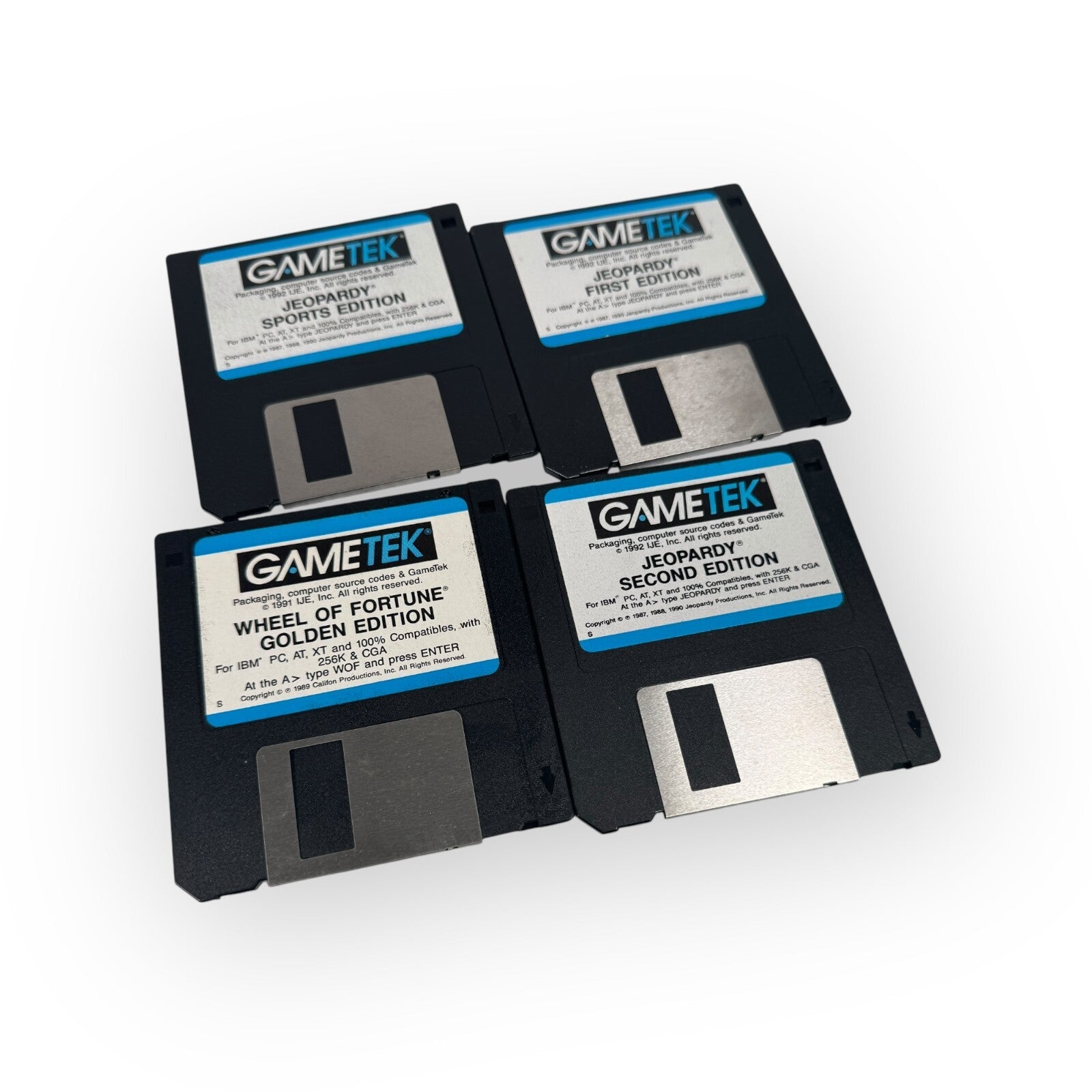 VTG IBM PC 4 Game Lot w/ Jeopardy 1st, 2nd & Sports Ed. & Wheel of Fortune Gold