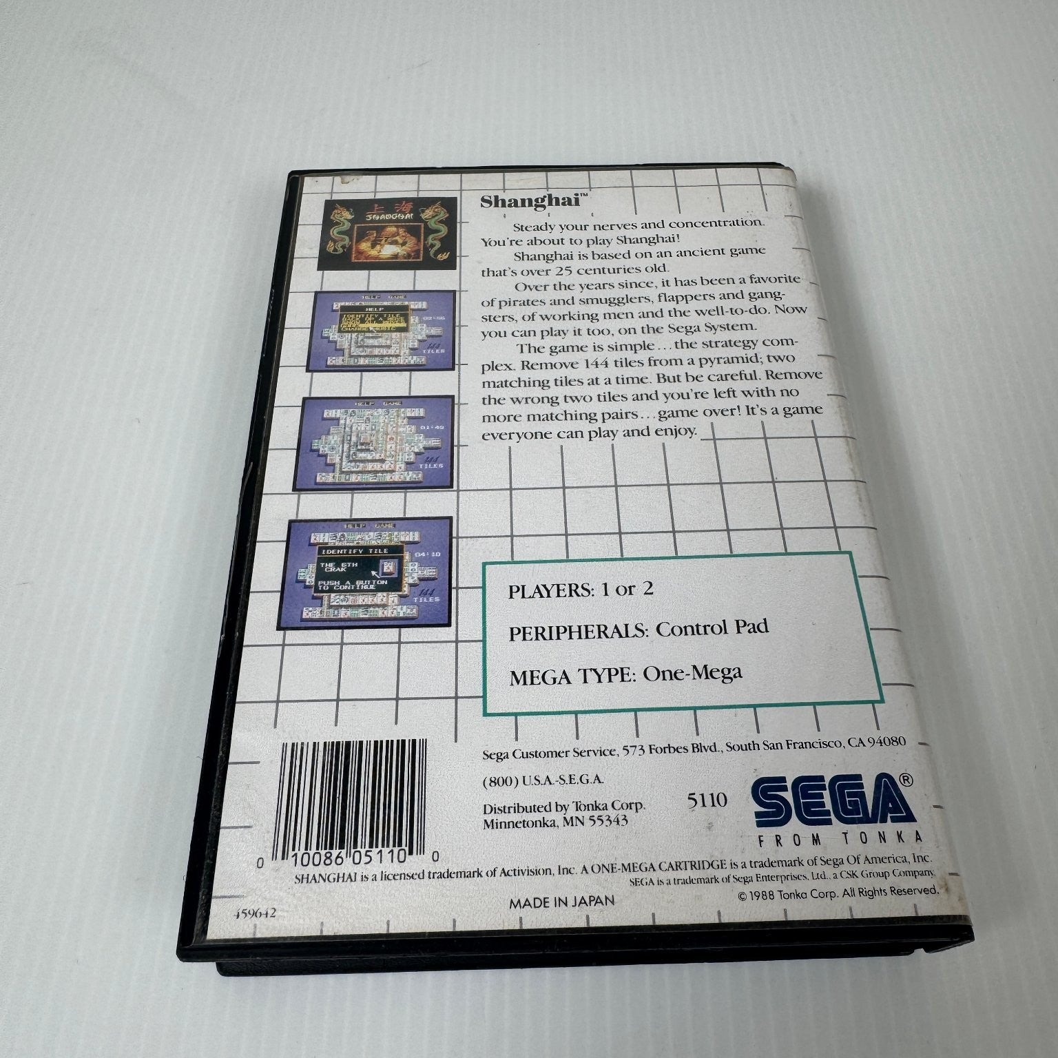 Shanghai Family Edition Sega Master System Video Game Puzzle Complete CIB