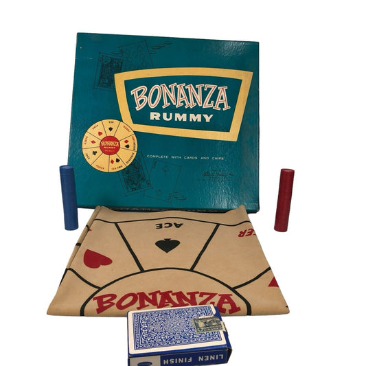 BONANZA TV WESTERN 1964 MICHIGAN RUMMY GAME PARKER BROTHERS COMPLETE W/ BOX VTG