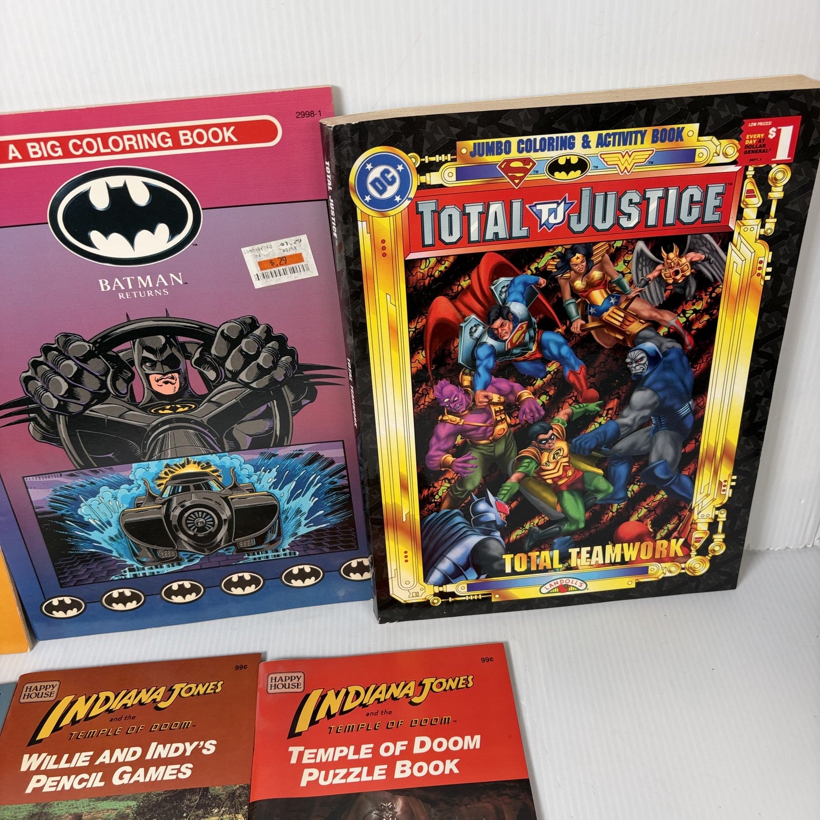 80s & 90s Movies Coloring & Activity Book Lot Star Wars, Indiana Jones, Batman