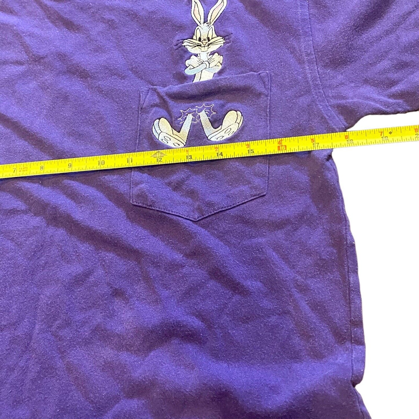 VTG Bugs Bunny Warner Bros Studios Size XS Embroidered Pocket Tee