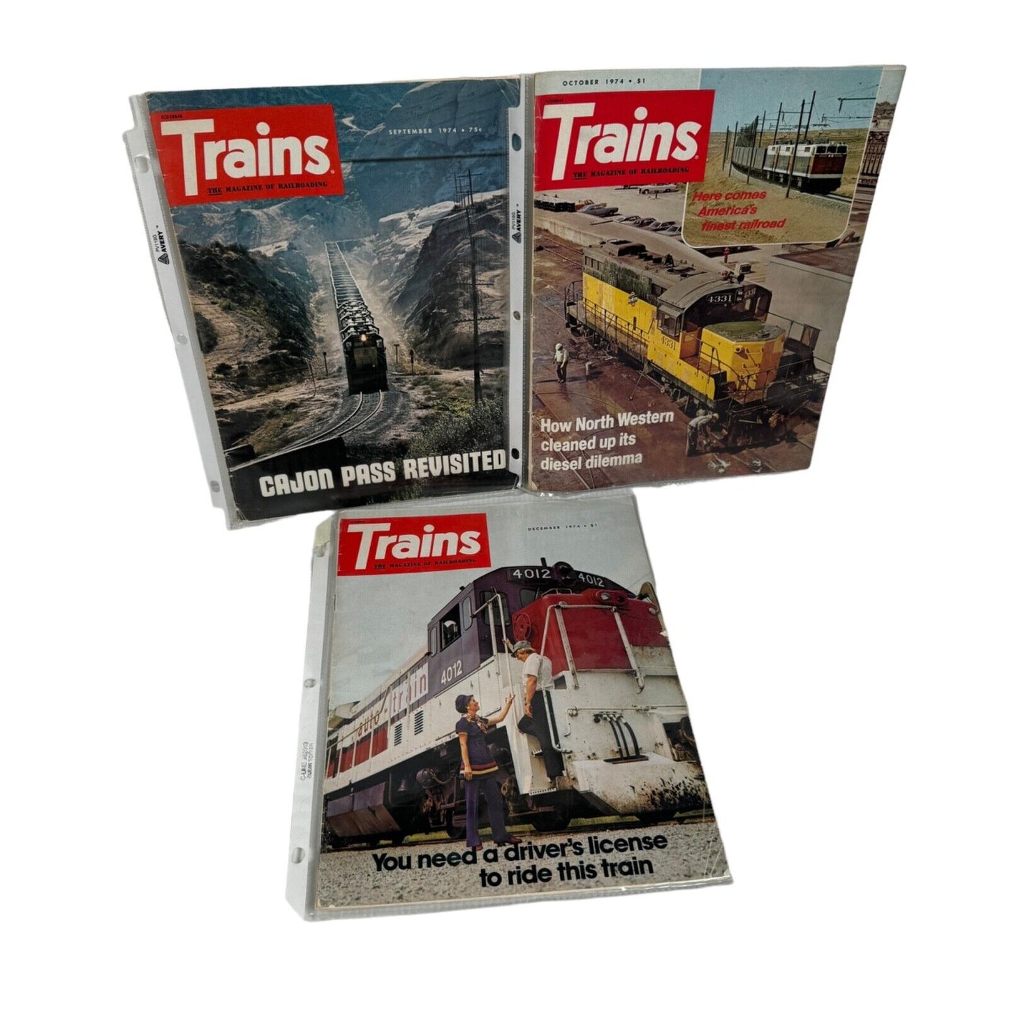 TRAINS The Magazine of Railroading Lot of 1974 Backissues, 7 Issues