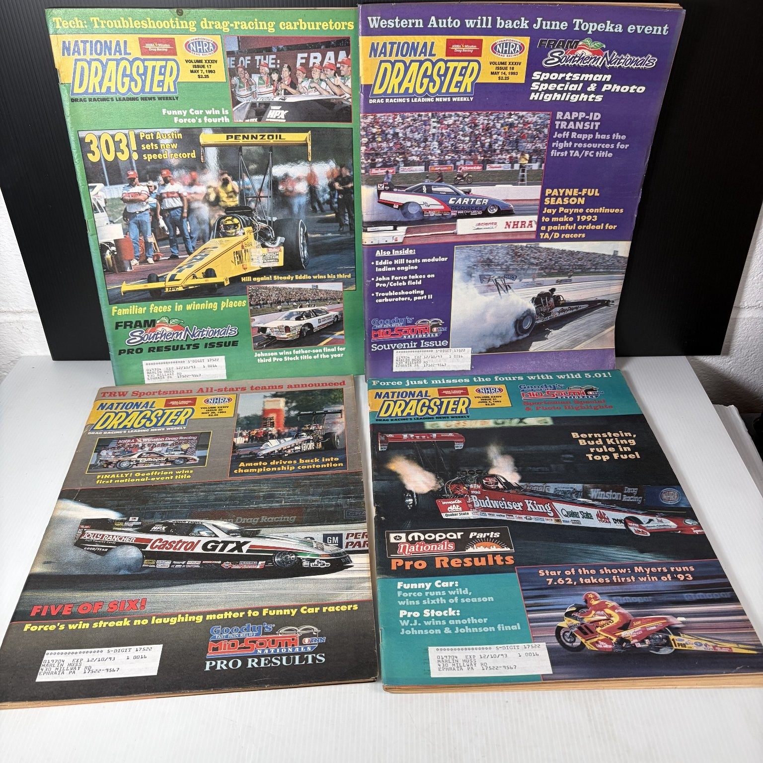 Lot of 22 National Dragster Magazine 1993 January - June NHRA Drag Racing Weekly