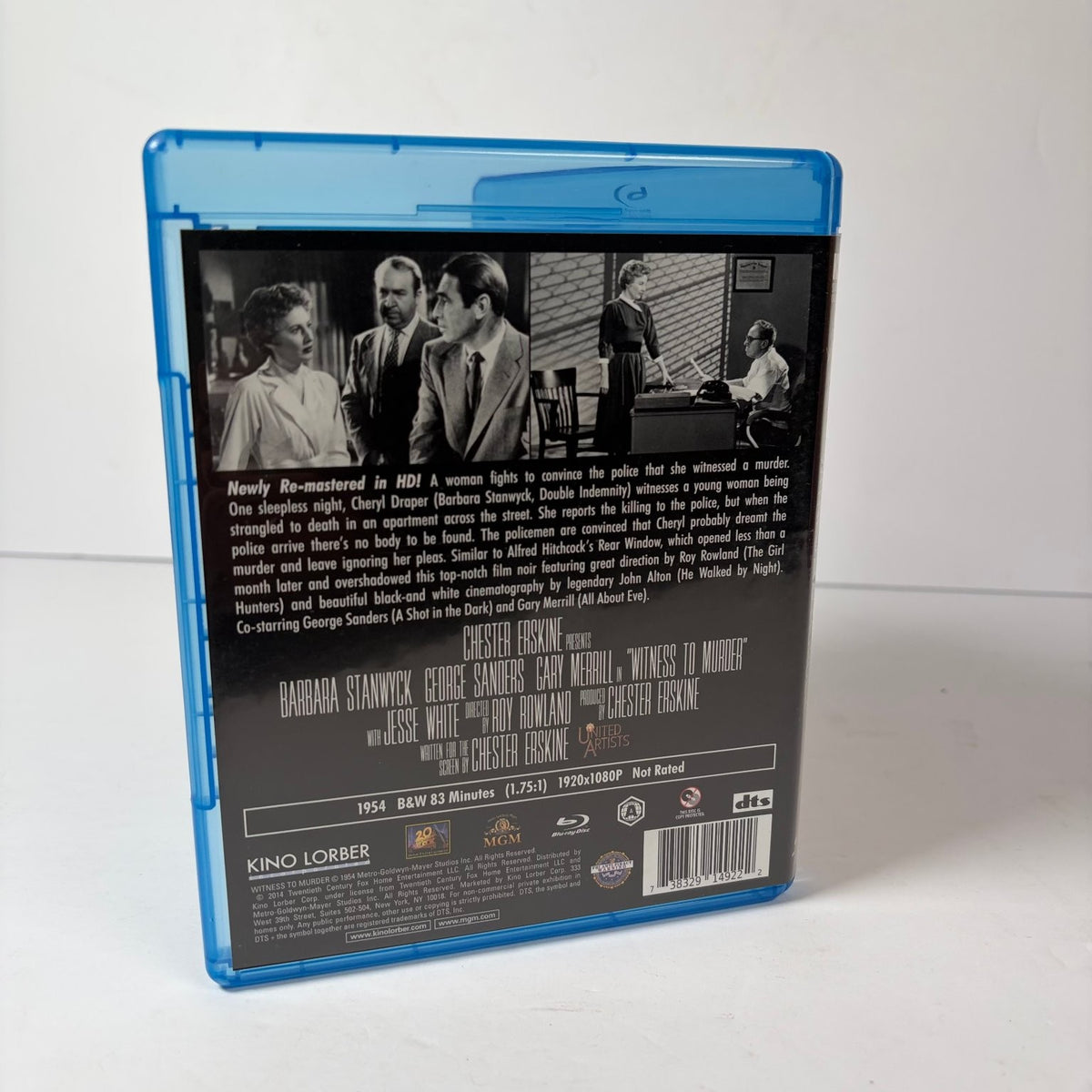 WITNESS TO MURDER Blu-ray 1954 KL Studio Classics Barbara Stanwyck Film Noir
