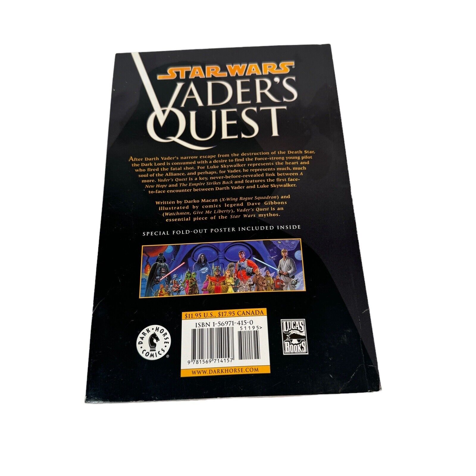 Star Wars Vader's Quest by Darko Macan (1999, Trade Paperback) with Poster