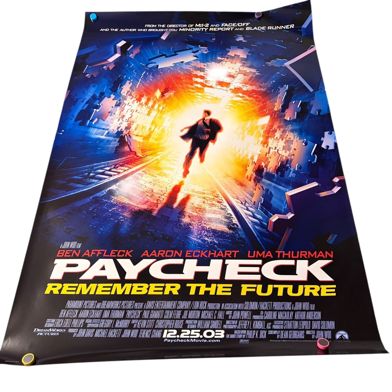 Paycheck 2003 One Sheet Movie Poster Original Double-Sided Ben Affleck 27x40