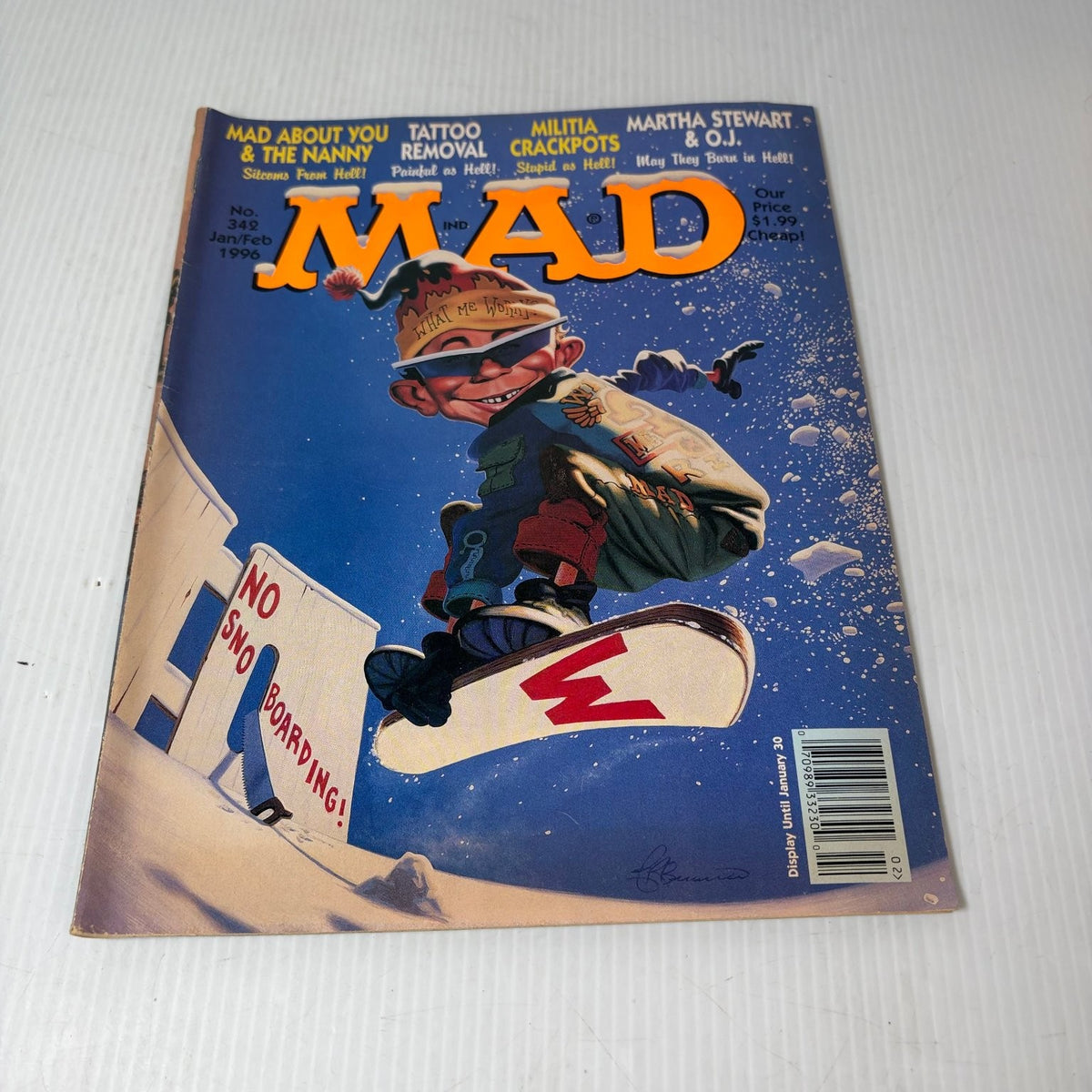 MAD Magazine January February 1996 Snowboarding Cover Issue #343 Humor