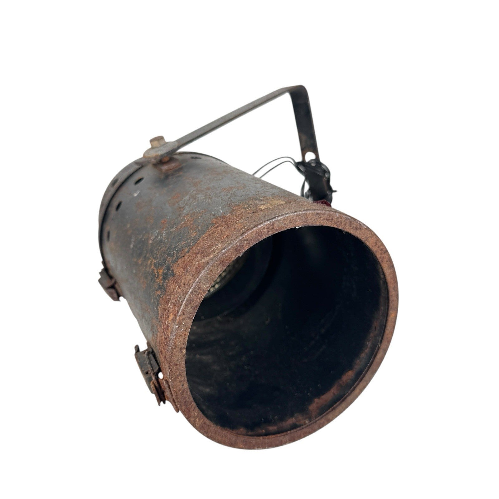 Vintage Stage Light Can Heavy Petina With GE Stage Light Bulb AS IS Antique