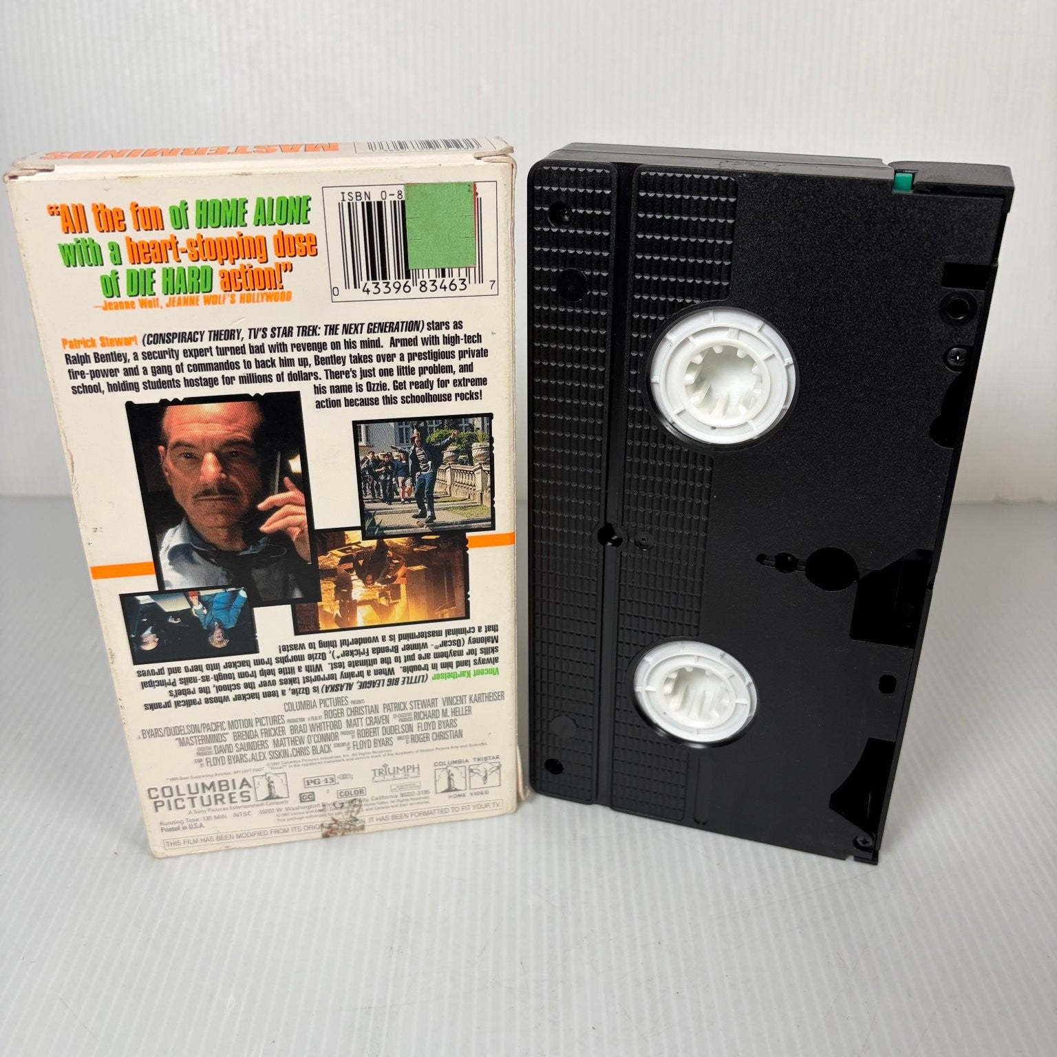 Masterminds VHS 1997 Action Comedy Patrick Stewart Columbia TriStar