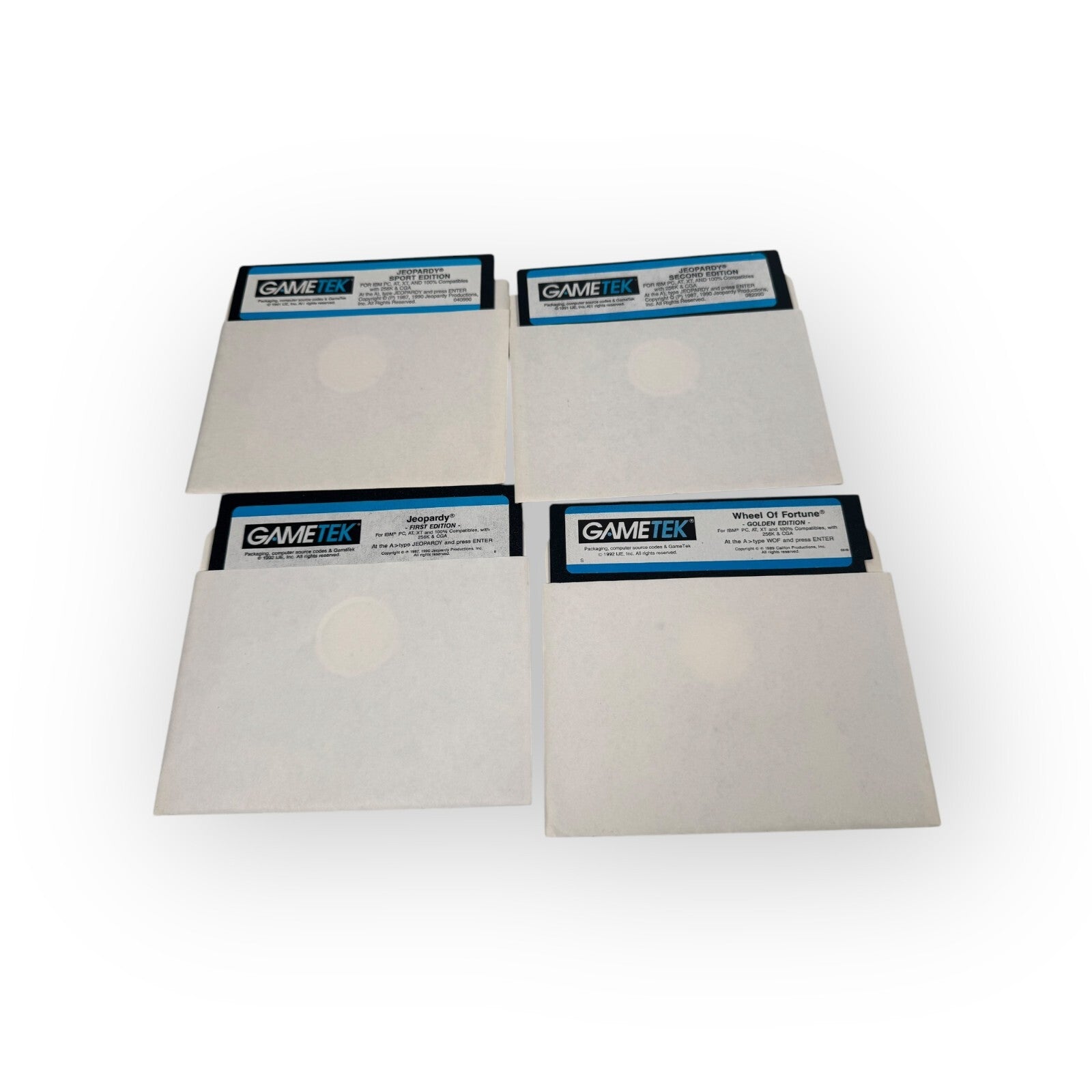 VTG IBM PC 4 Game Lot w/ Jeopardy 1st, 2nd & Sports Ed. & Wheel of Fortune Gold