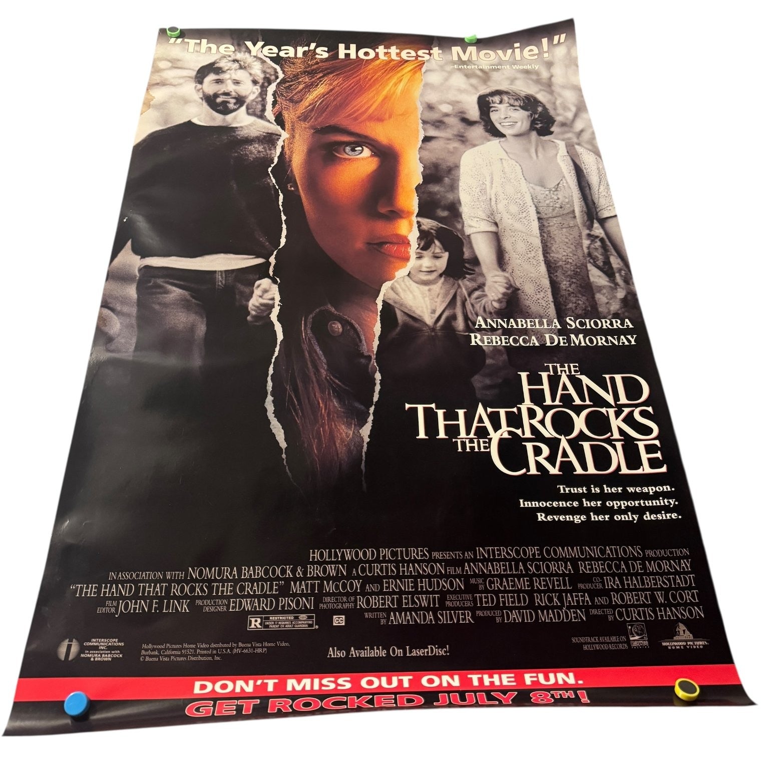 Vintage The Hand That Rocks The Cradle 1992 Movie Store Poster Sciorra De Mornay