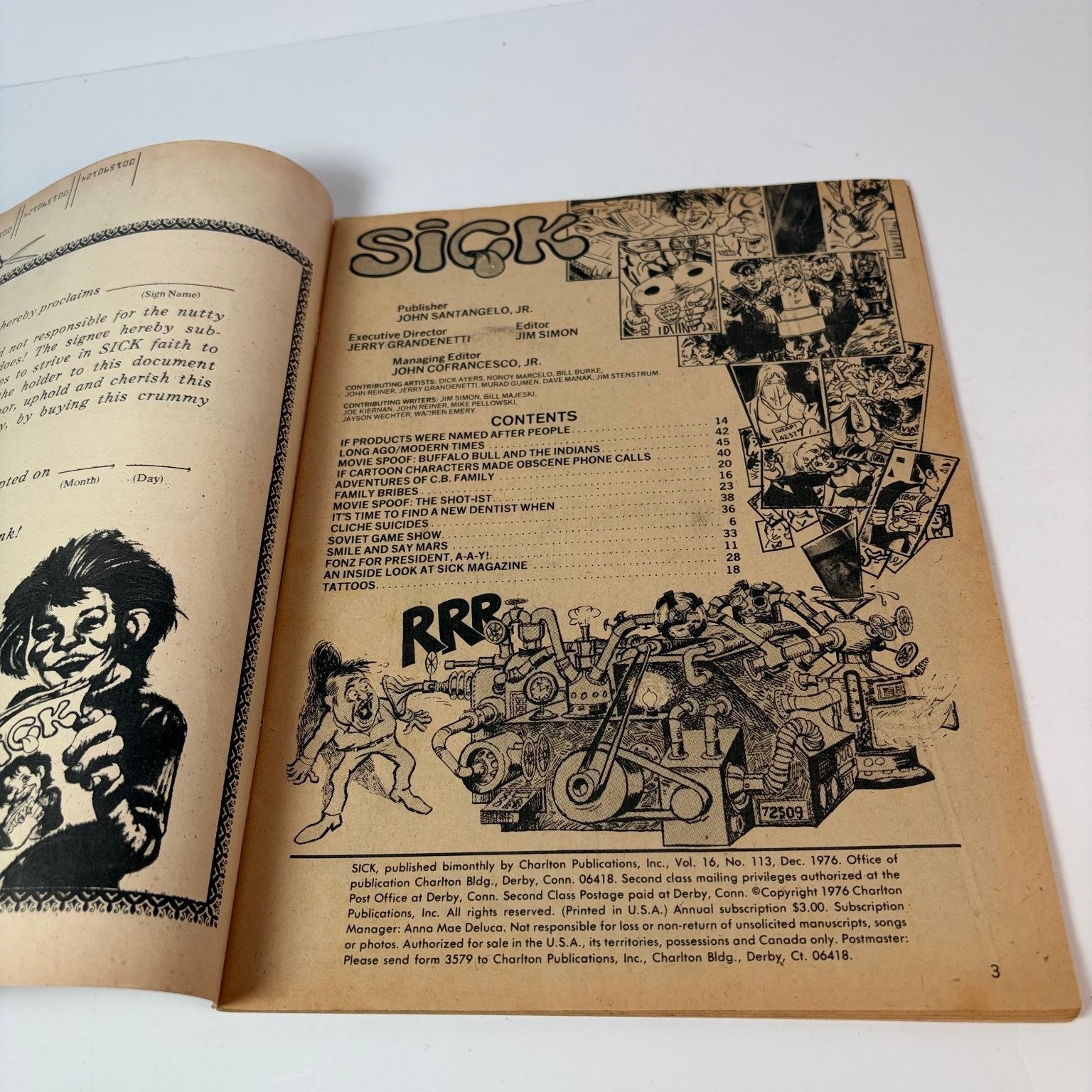 Sick Magazine December 1976 Buffalo Bill Indians Fonz Parody Humor