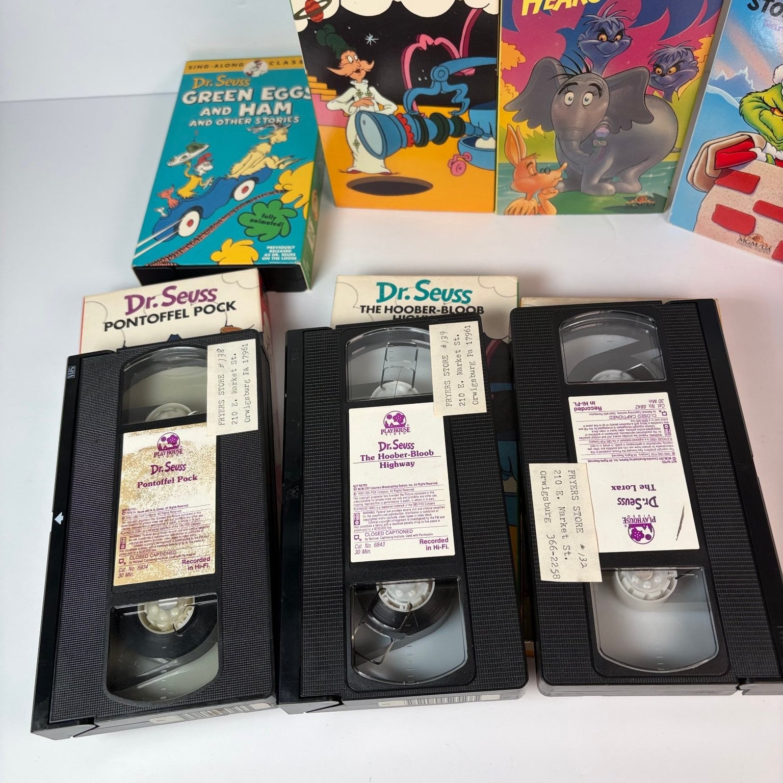 Dr. Seuss VHS Lot of 7 Tapes Green Eggs & Ham, Horton Hears a Who +More Animated
