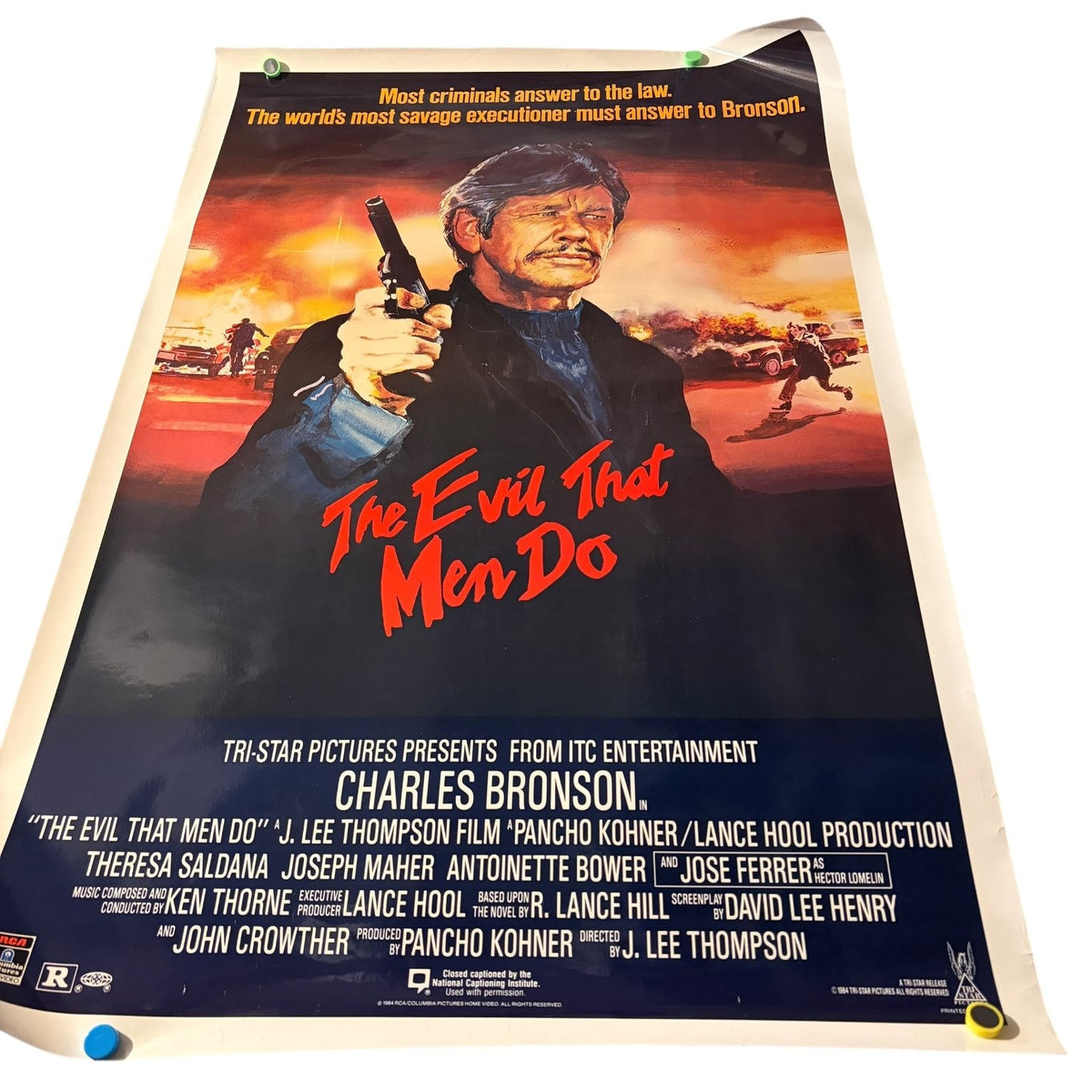 Vintage The Evil That Men Do 1984 One-Sheet Movie Poster Charles Bronson 27"x41"