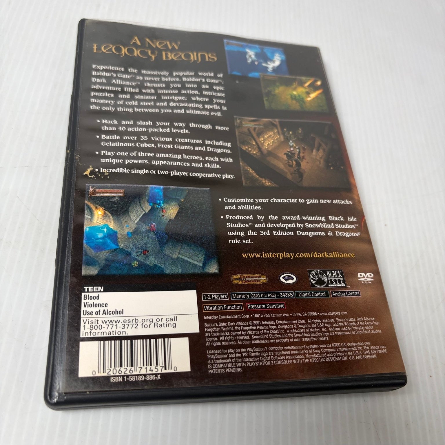 Baldur's Gate: Dark Alliance PlayStation 2 Video Game Action RPG Complete CIB