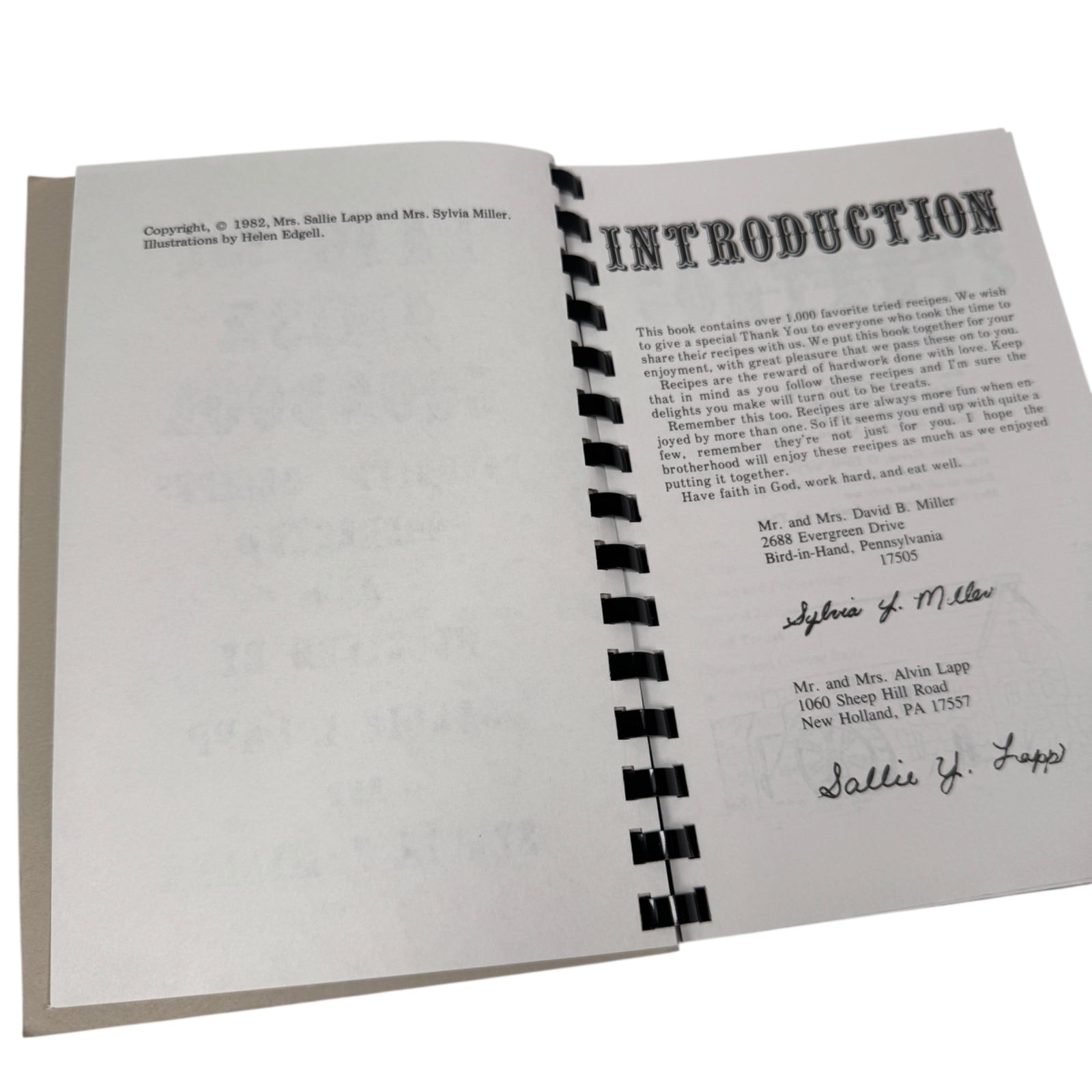 Lanc. Co. Amish Cookbook Spiral-Bound Sallie Lapp & Sylvia Miller 1000+ Recipes