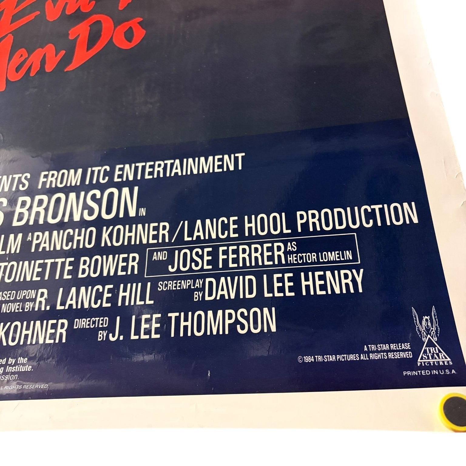 Vintage The Evil That Men Do 1984 One-Sheet Movie Poster Charles Bronson 27"x41"