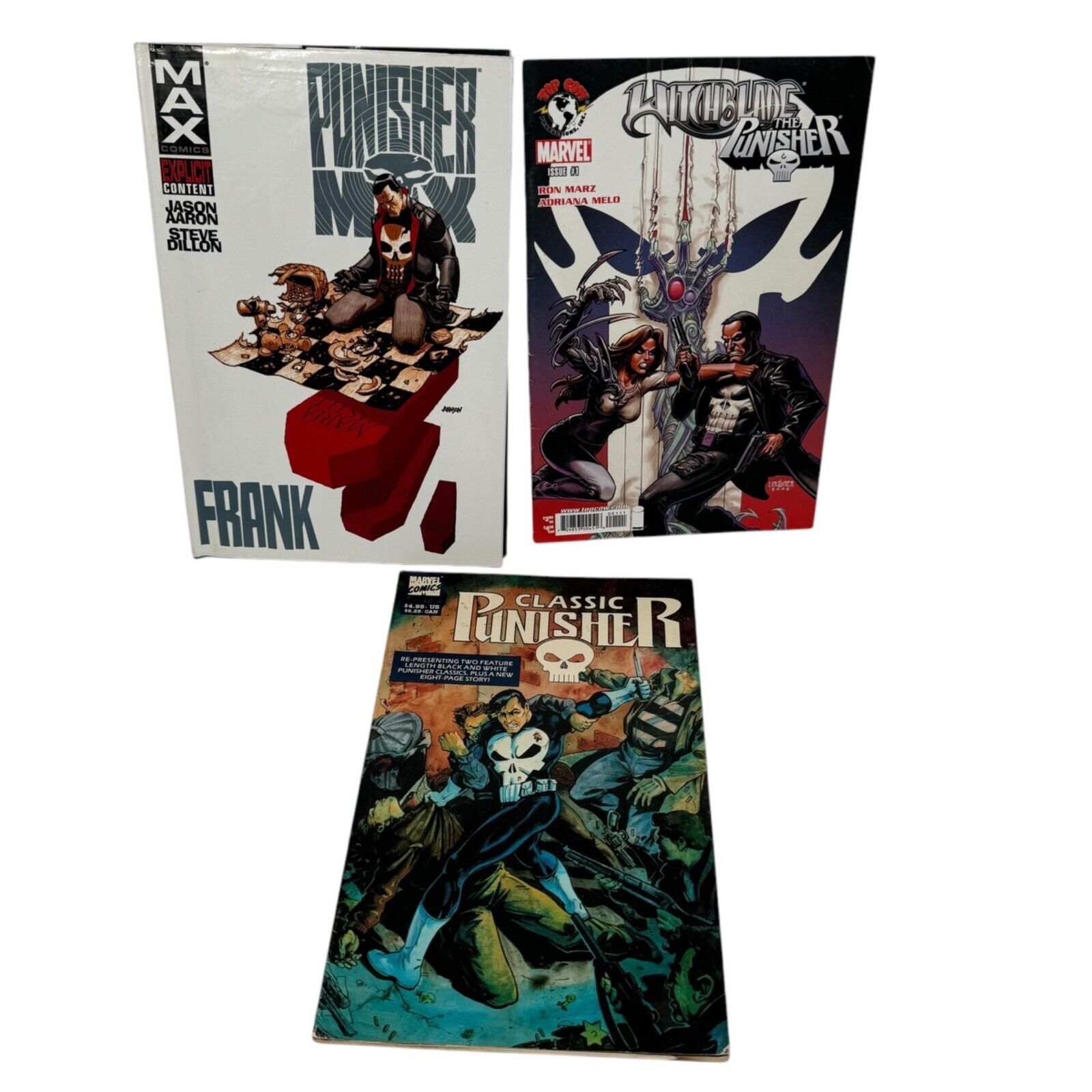 Lot of 3 Punisher Comics Punisher MAX, Classic & Punisher Witchblade Crossover