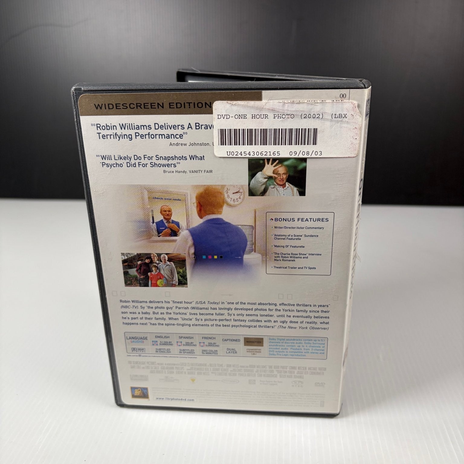 One Hour Photo DVD 2002 Widescreen Robin Williams Mark Romanek Bonus Features