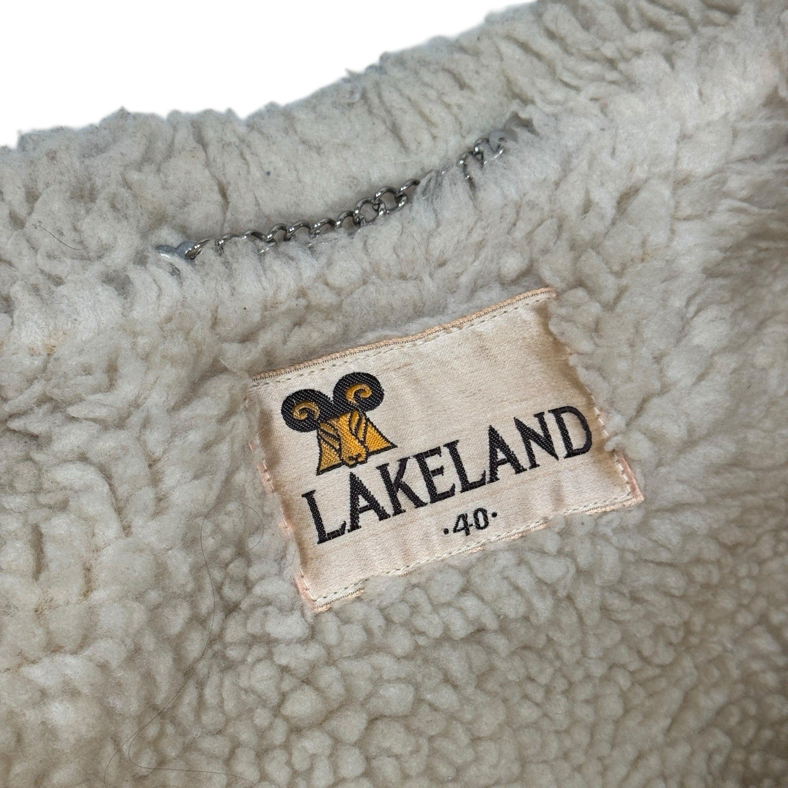 Vintage 70s Lakeland Brown Suede Leather Western Sherpa Rancher Coat Jacket 40