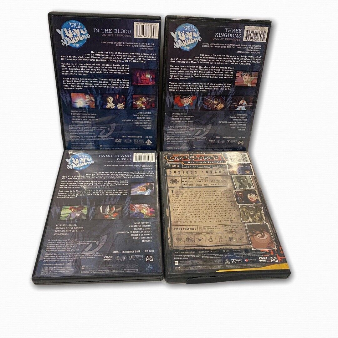 Yu Yu Hakusho Ghost Files Uncut DVD Set Lot Of 3 + Case Closed Funimation