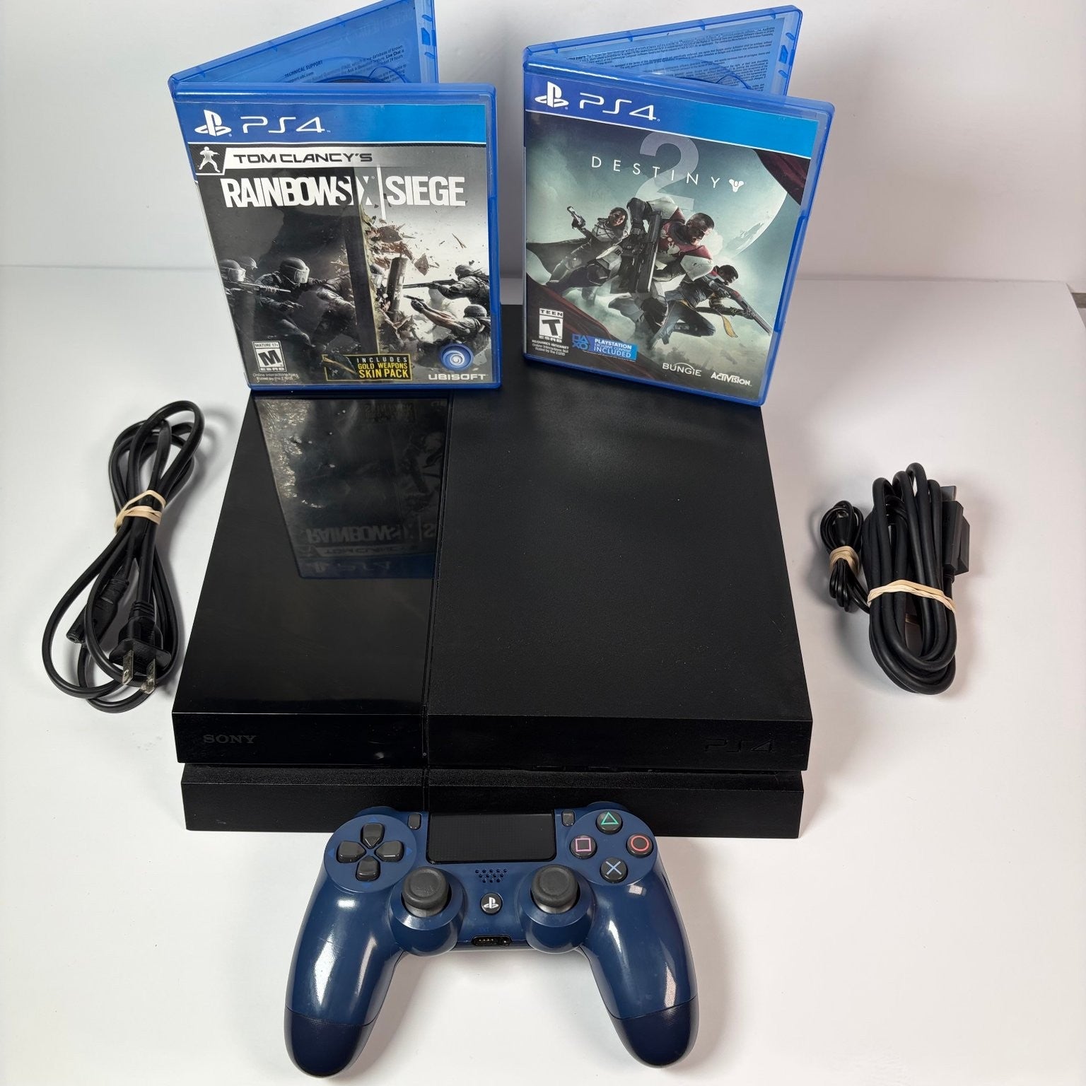 Sony PlayStation 4 PS4 CUH-1001A Black Console 500GB w/ Blue Controller & Games