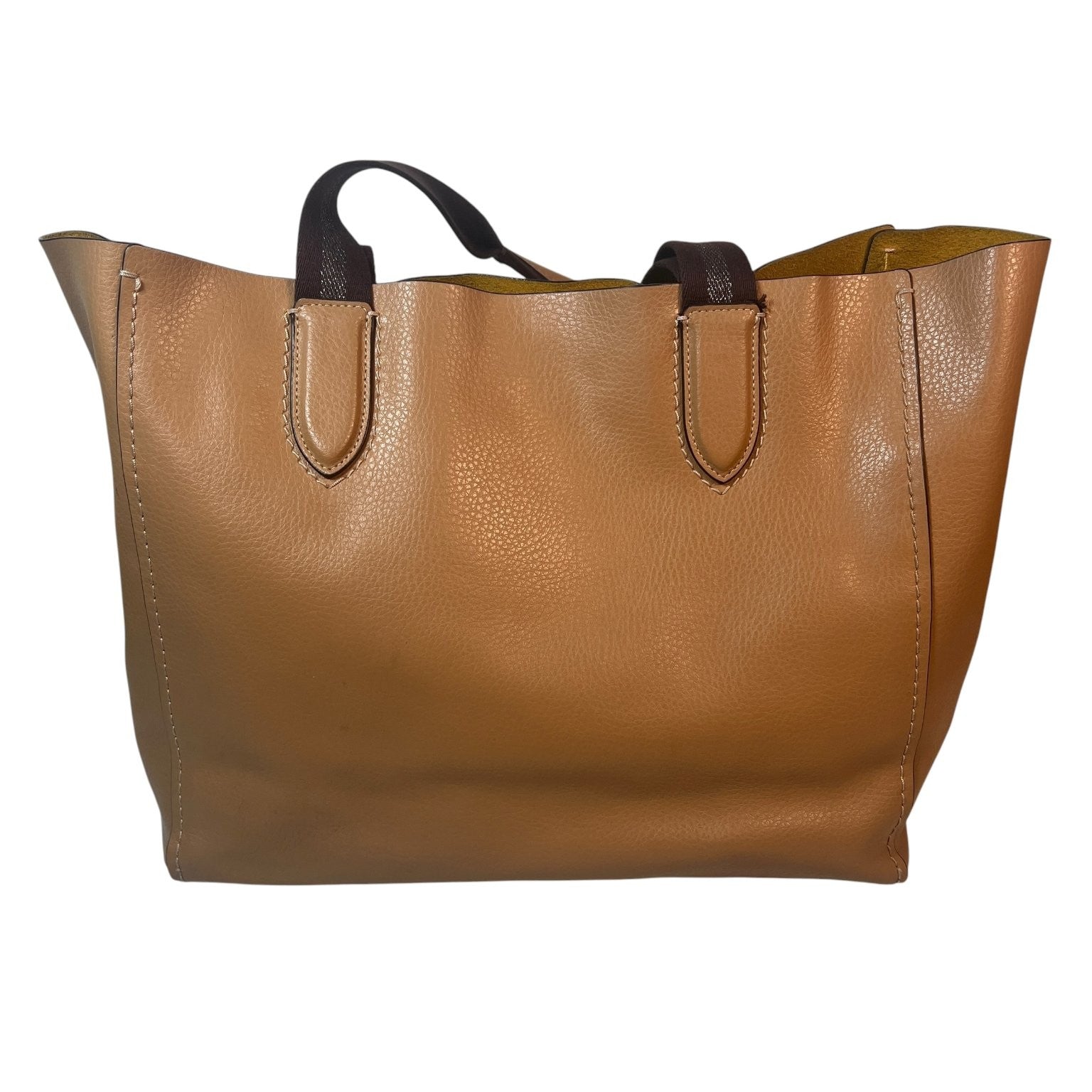 Coach Women's Large Saddle Leather Derby Tote Bag with Yellow Interior 58660