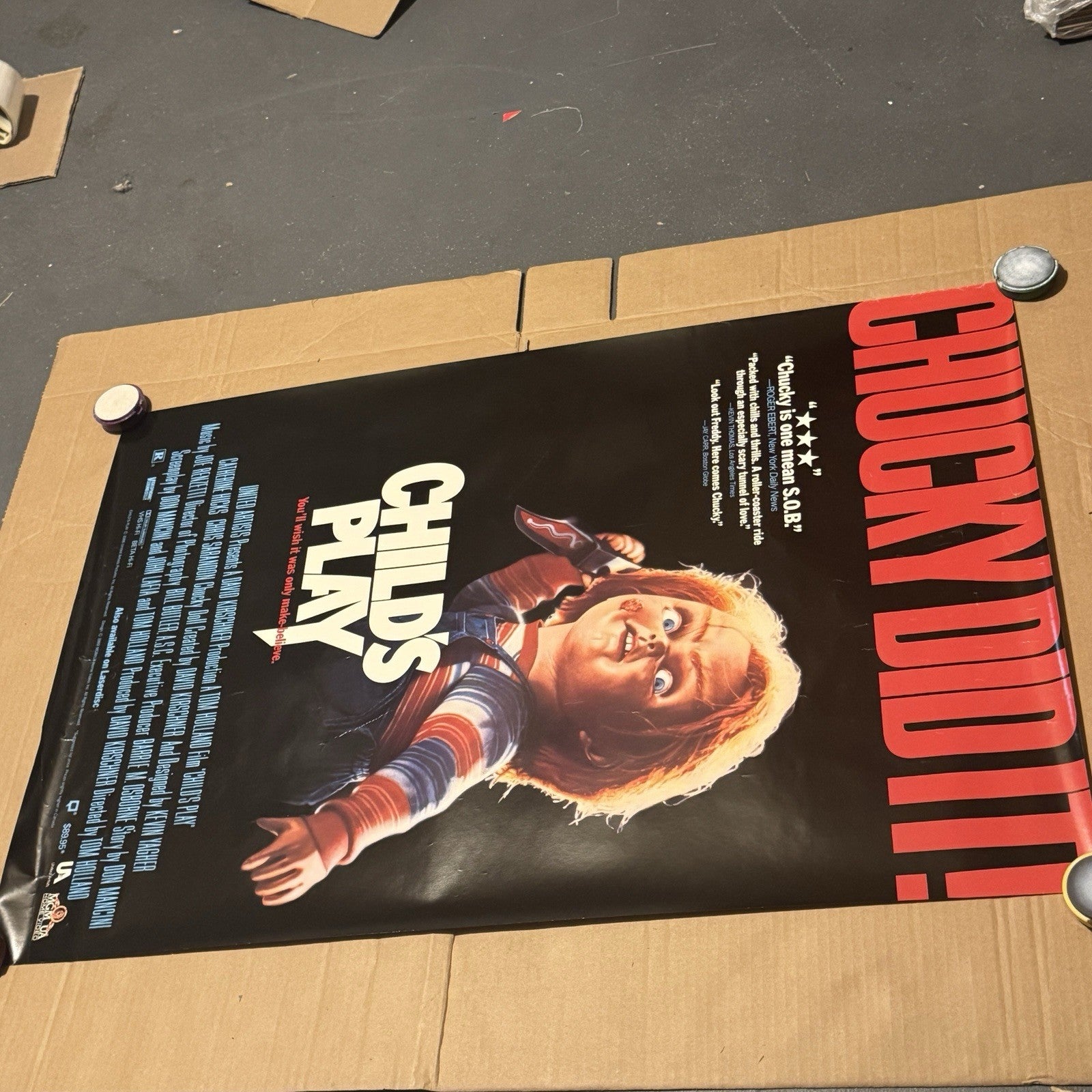 Vintage Child’s Play Movie Poster 1988 24x36 Chucky Did It Video Store One Sheet