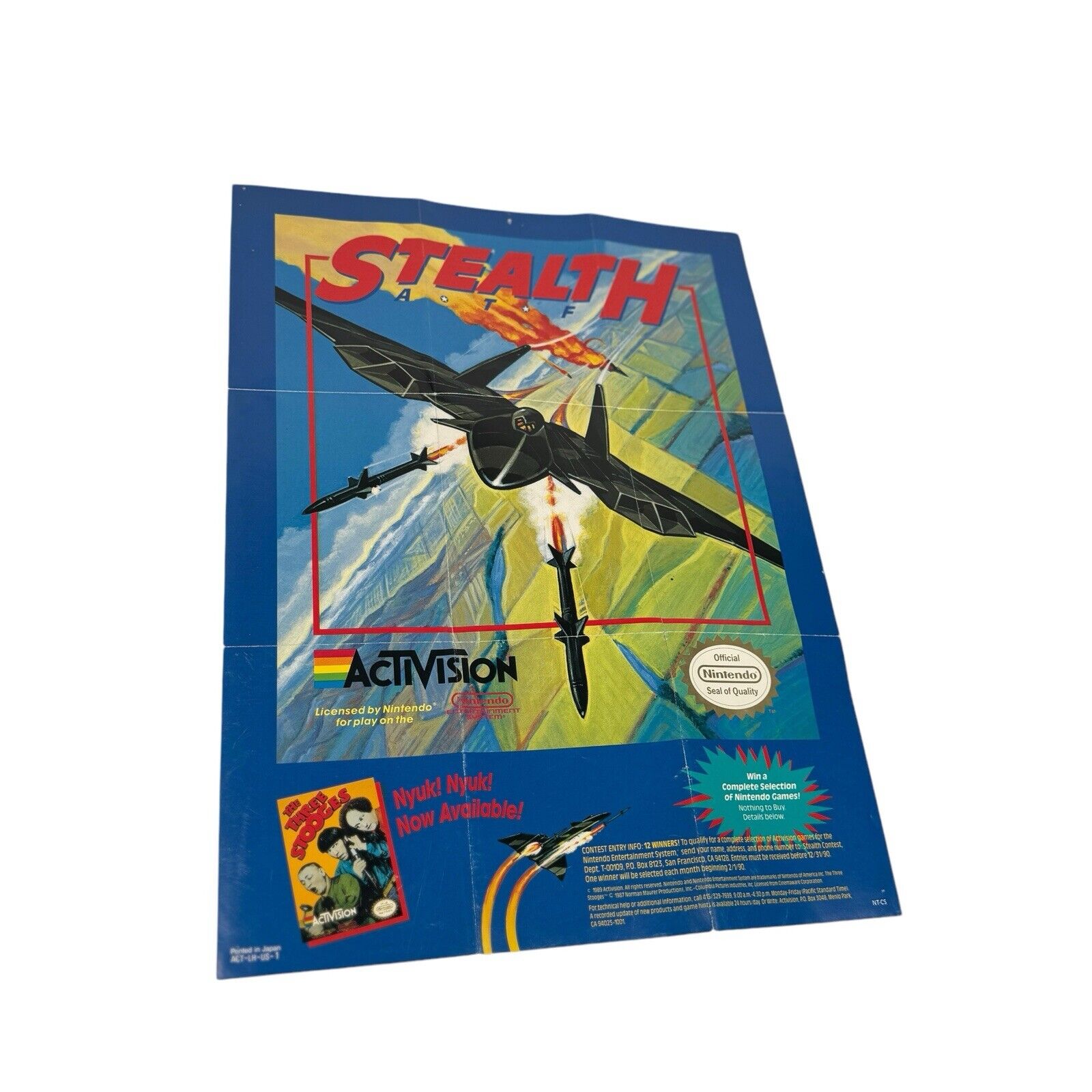 Vintage 1989 Nintendo Nes Stealth ATF Poster Only promo