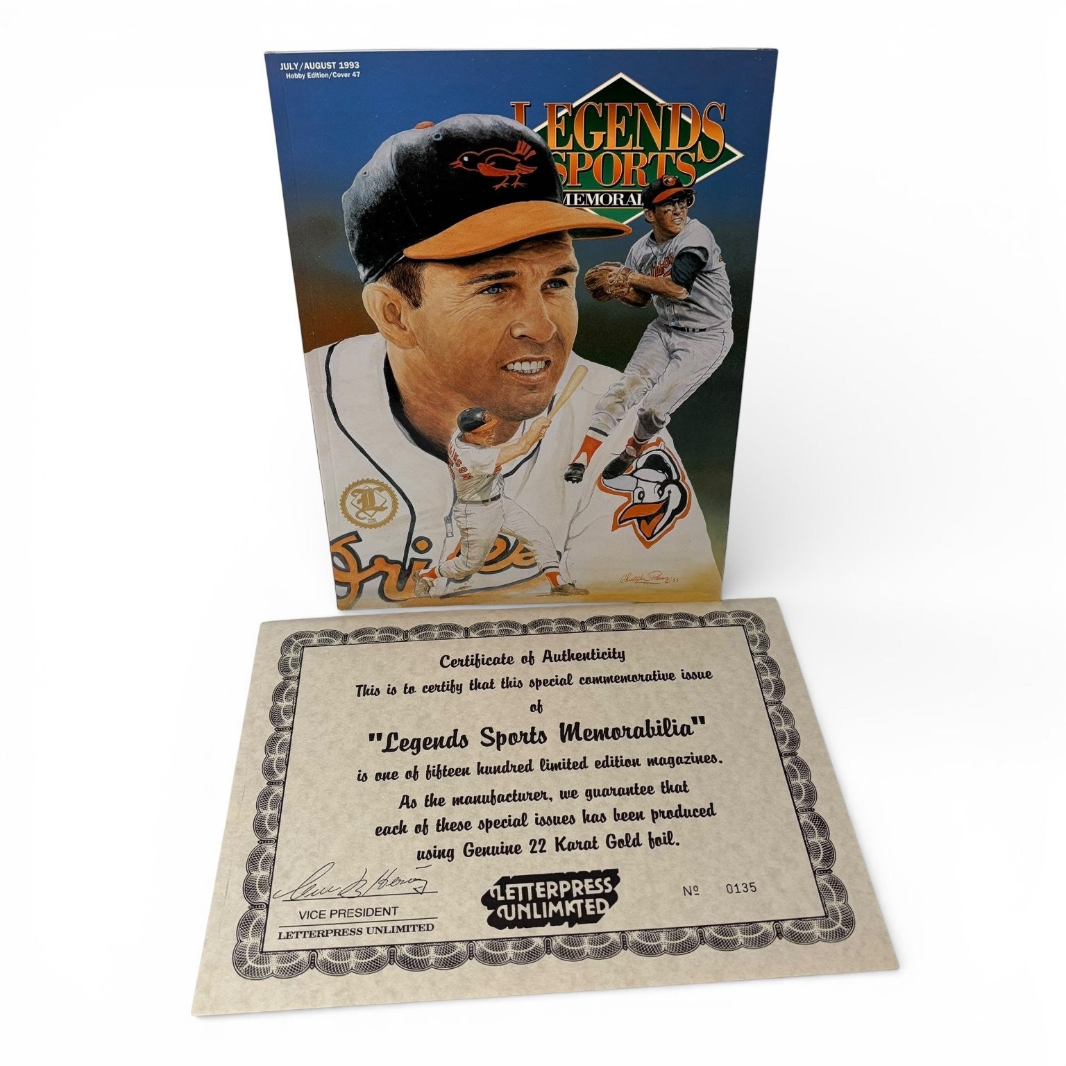 Legends Sports Memorabilia Magazine #47 Gold Foil COA w Cards Brooks Robinson