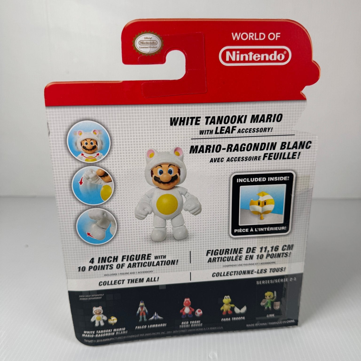 World of Nintendo White Tanooki Mario Super Mario 4" Figure w/ Leaf Series 2-1