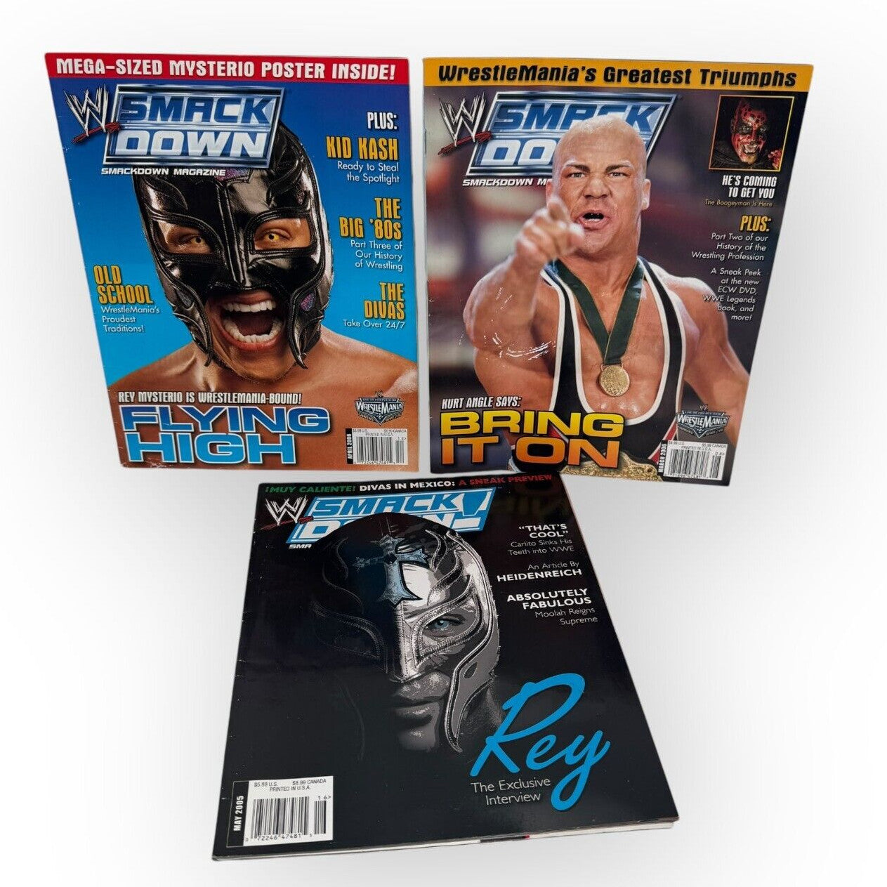 Lot of 7 WWE Smackdown Magazines w/ 5th Anniversary Issue '03-'06 (No Posters)