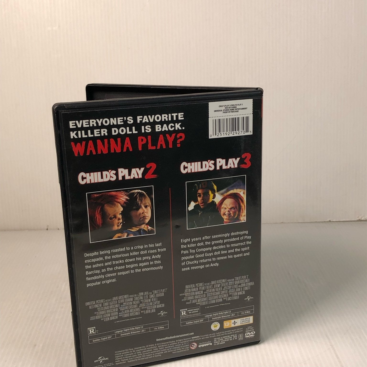 Child's Play 2 & 3 DVD Double Feature 1990 1991 Horror Chucky John Lafia
