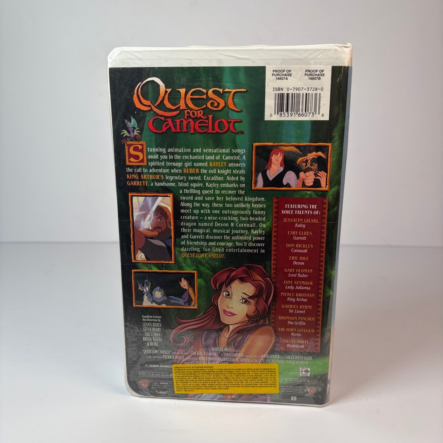 Quest for Camelot VHS 1998 Animated Musical Adventure Warner Bros. w/ Pendant