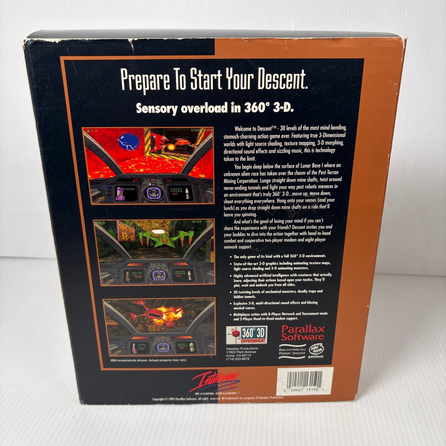 Descent Big Box PC CD-ROM Game Complete w/ Strategy Guide Multiplayer Interplay