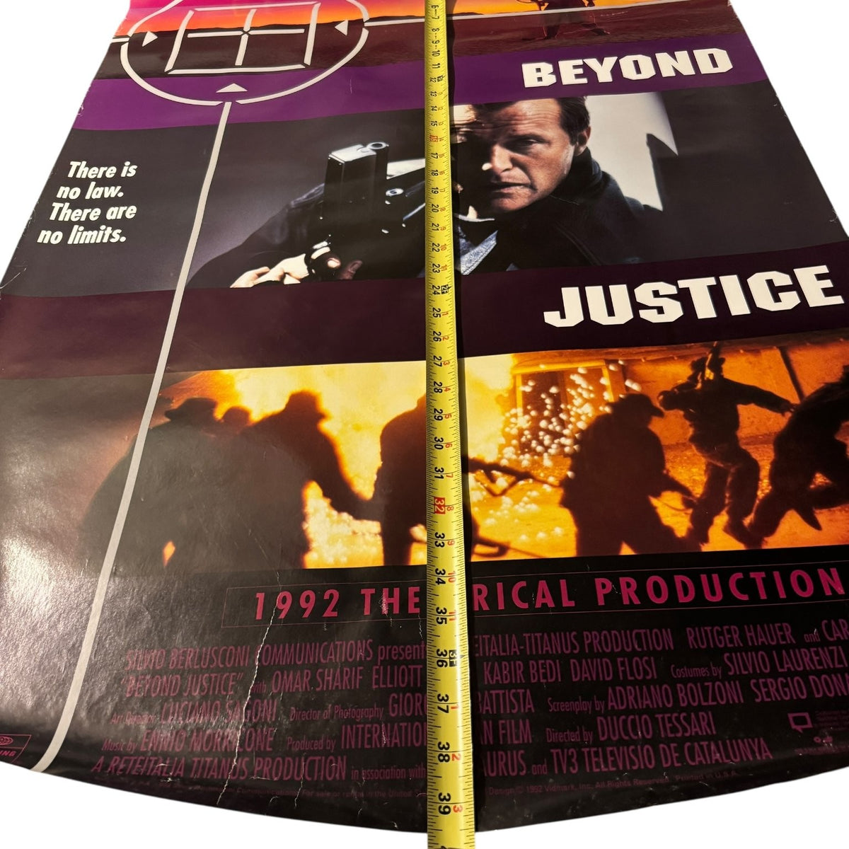 Beyond Justice 1992 One-Sheet Movie Poster Action Thriller Rutger Hauer 40"x27"