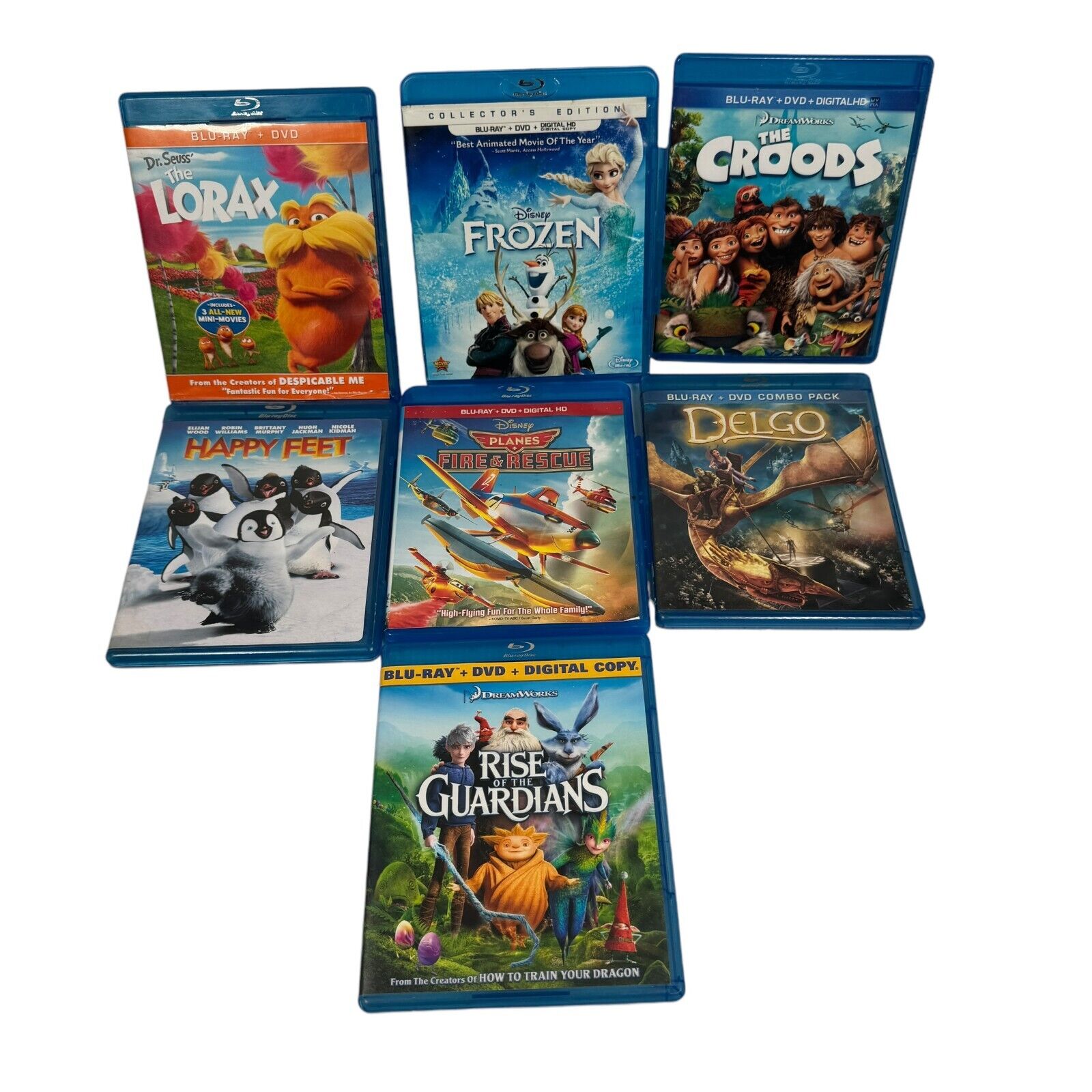 Lot of 7 Kids Blu-ray Movies Frozen, Rise of the Guardians, Lorax & More