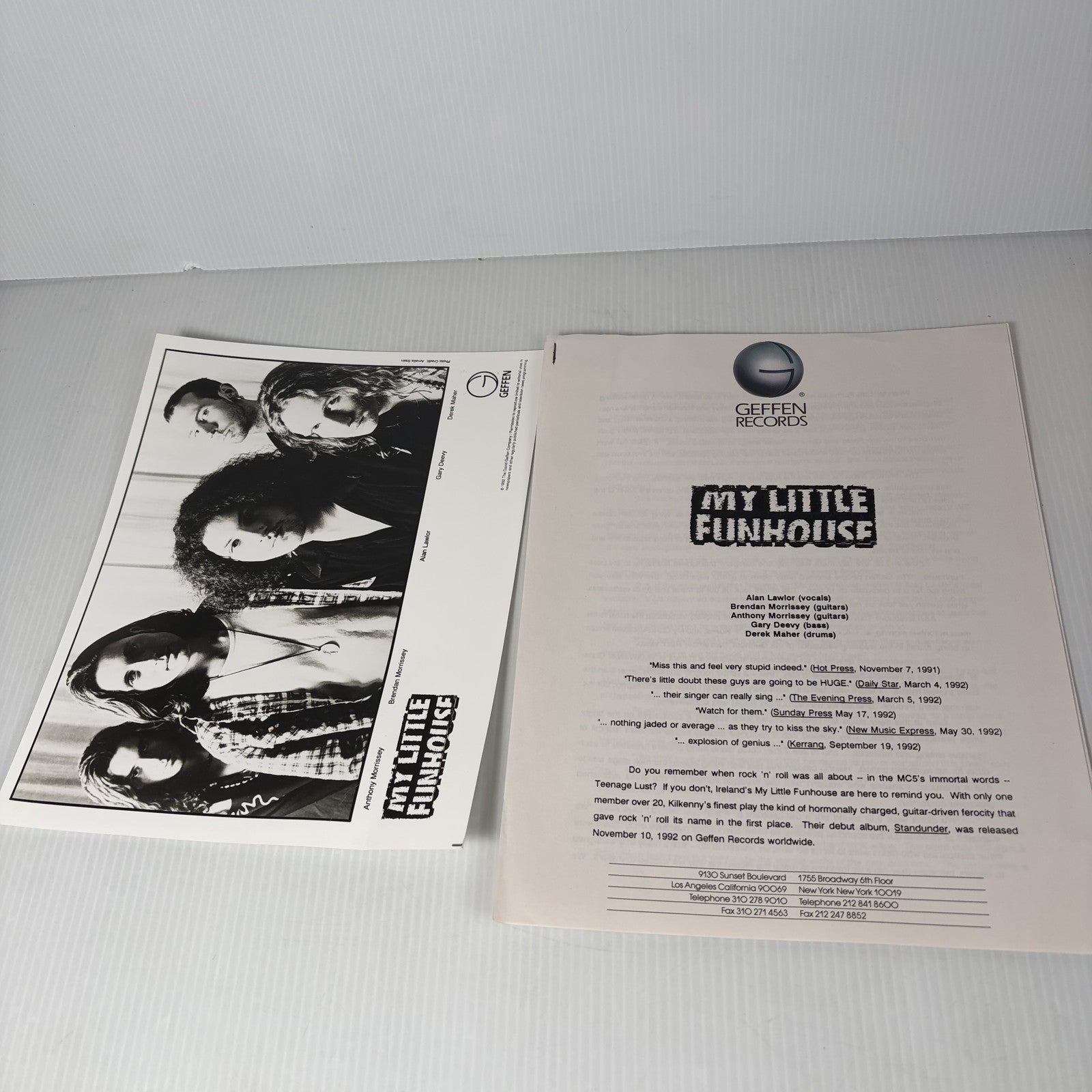 My Little Funhouse Geffen Records 1992 Press Kit Promo Photo Bio Sheet Rock Pop