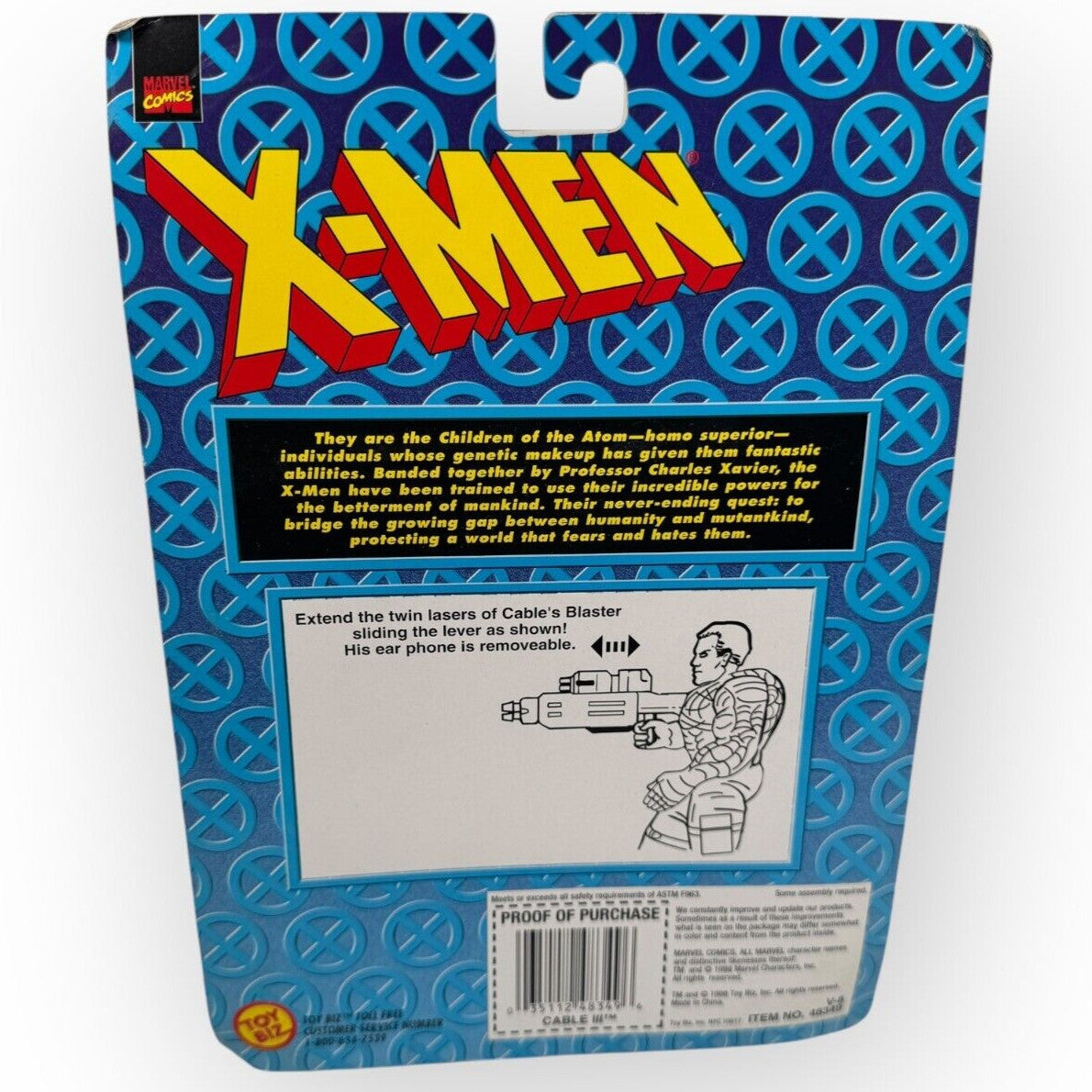 CABLE III w/ Twin Lasers Blaster Marvel 1998 X-Men TOY BIZ Action Figure MOC