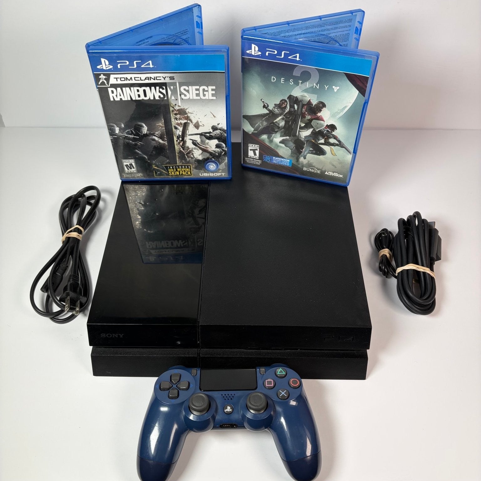 Sony PlayStation 4 PS4 CUH-1001A Black Console 500GB w/ Blue Controller & Games