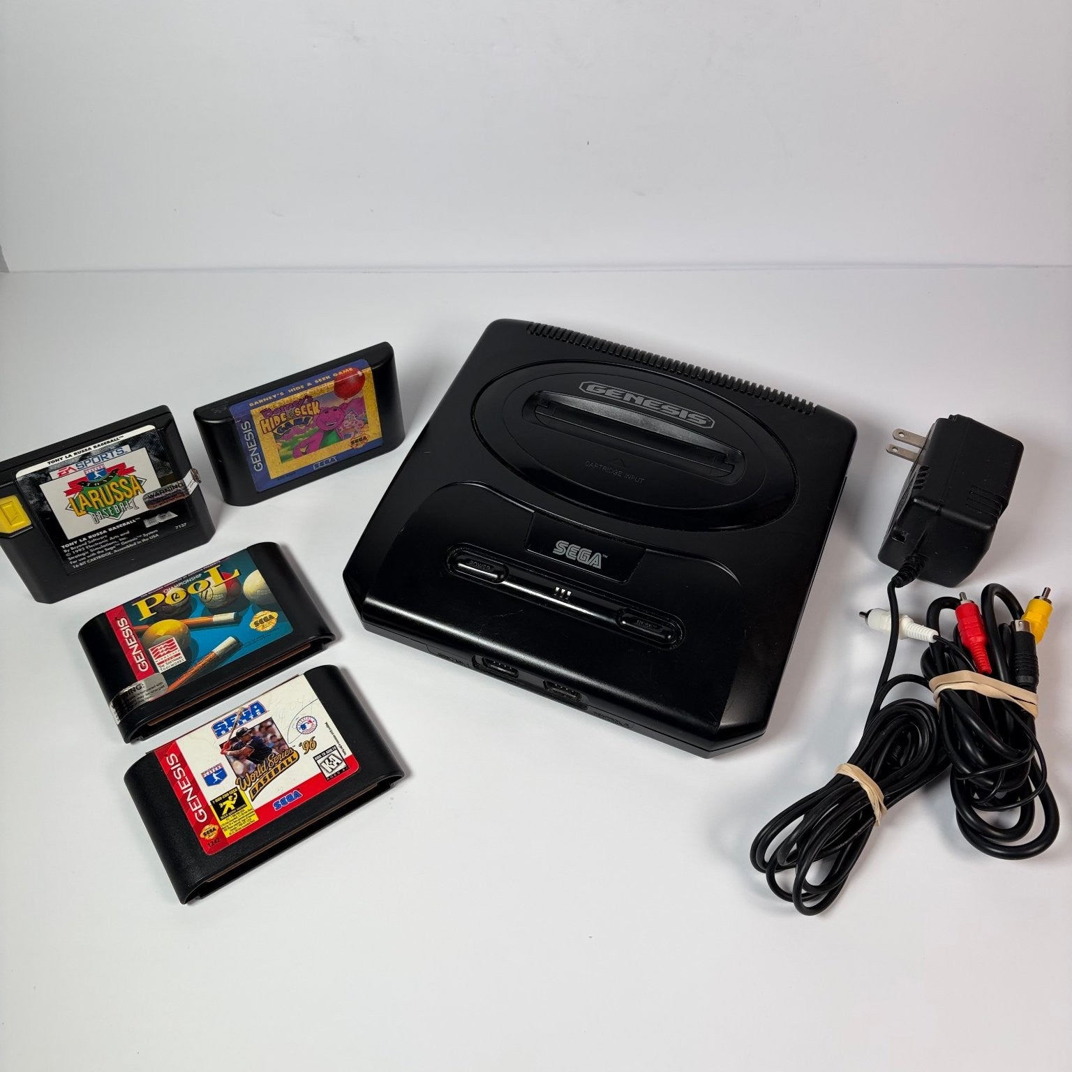 Sega Genesis Model 2 Console w/ 4 Games Power & AV Cables Tested (No Controller)