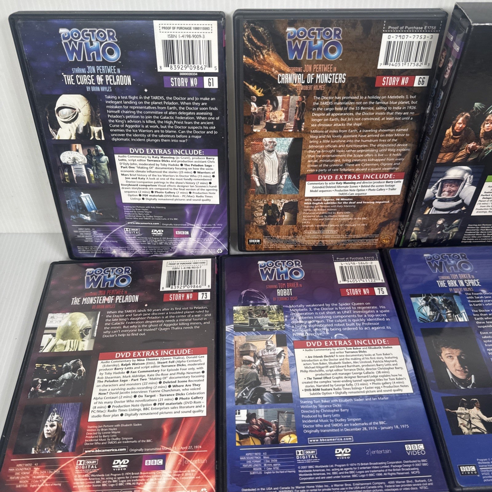 Mixed Lot Of 10 Doctor Who DVDs Jon Pertwee & Tom Baker Years US Release NTSC