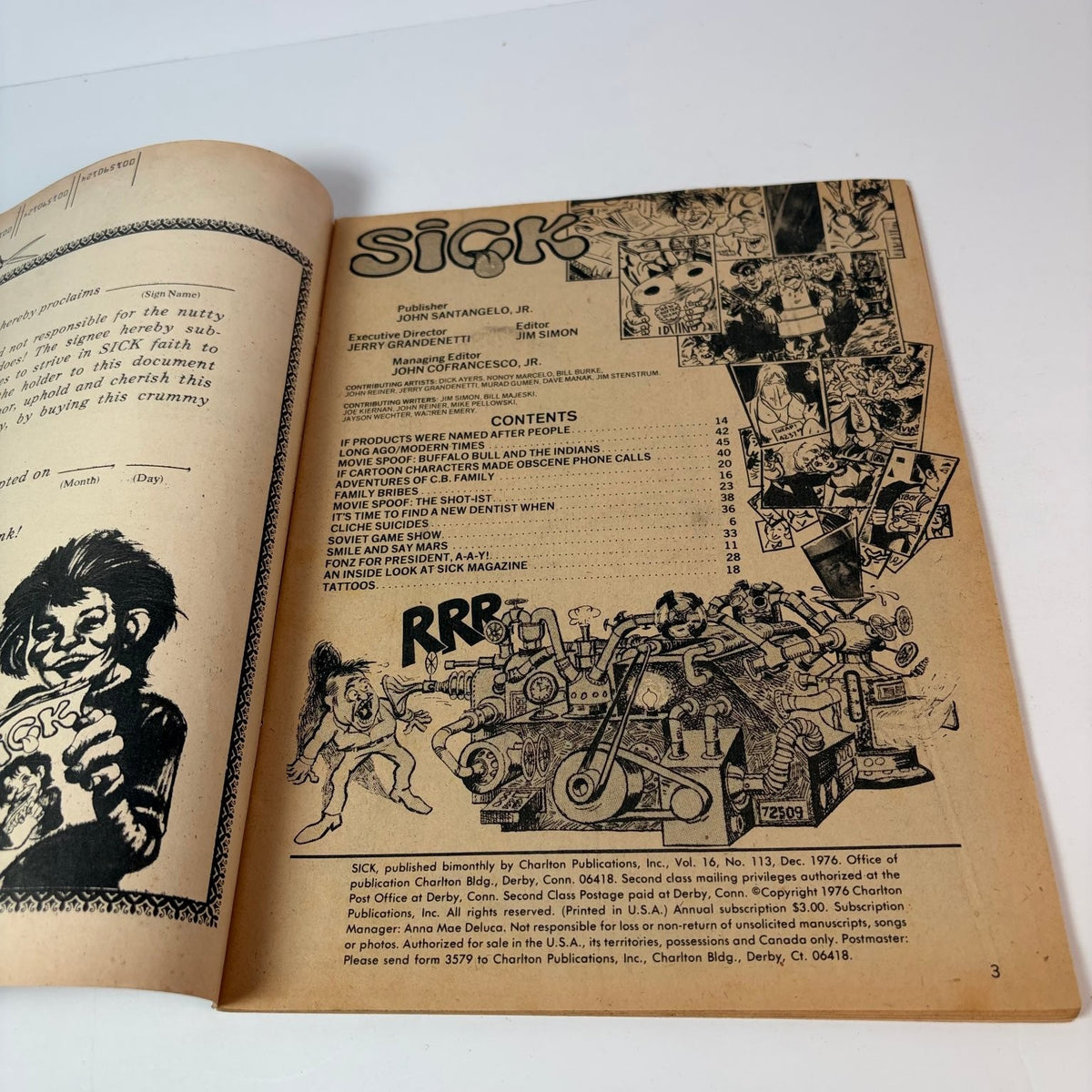 Sick Magazine December 1976 Buffalo Bill Indians Fonz Parody Humor