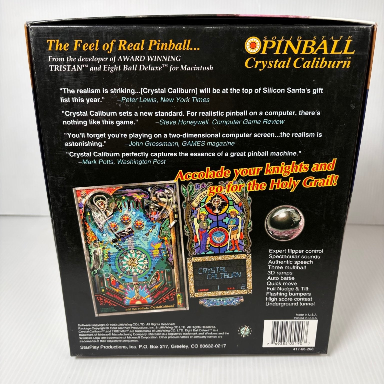 Solid State Pinball Crystal Caliburn Big Box PC CD-ROM Windows Macintosh Game