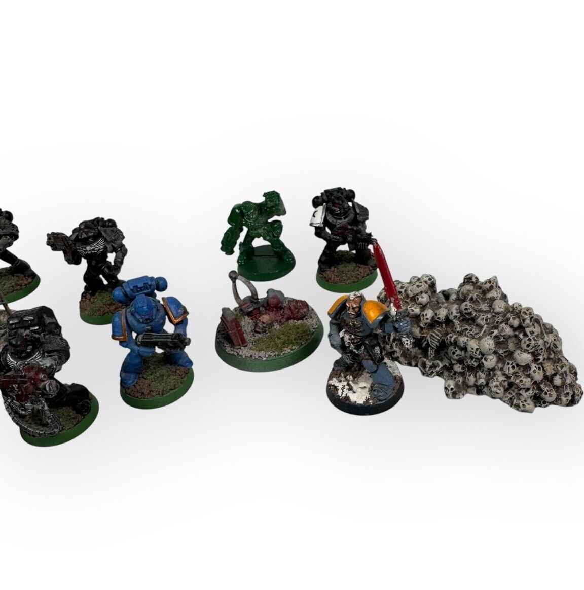 Warhammer 40K Lot of 9 Space Marines Figures & Scenery Series 2 Metal Incomplete