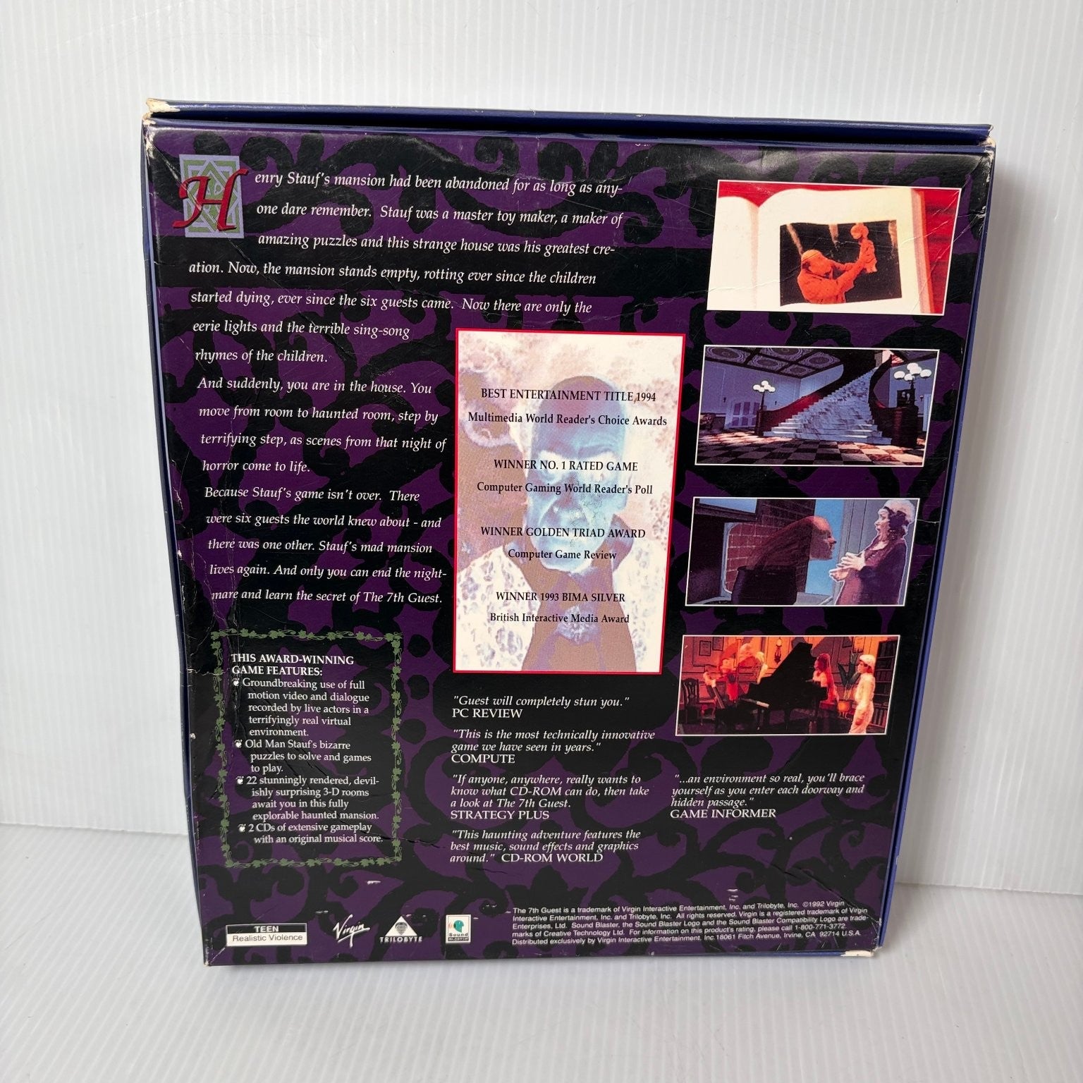 The 7th Guest PC CD-ROM Video Game Big Box Complete FMV Puzzle Mystery