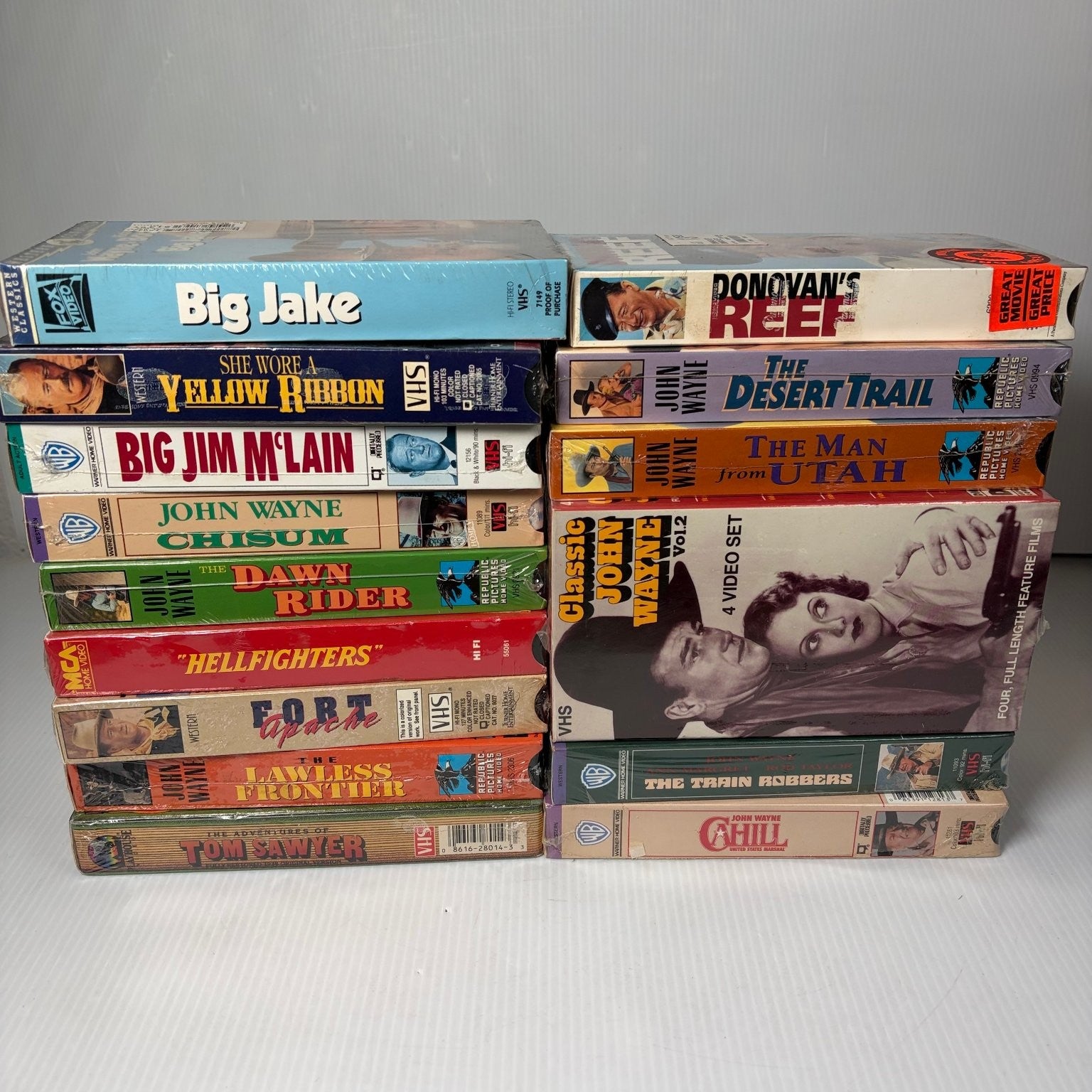 Lot of 18 Sealed John Wayne Classic Western Movies on VHS