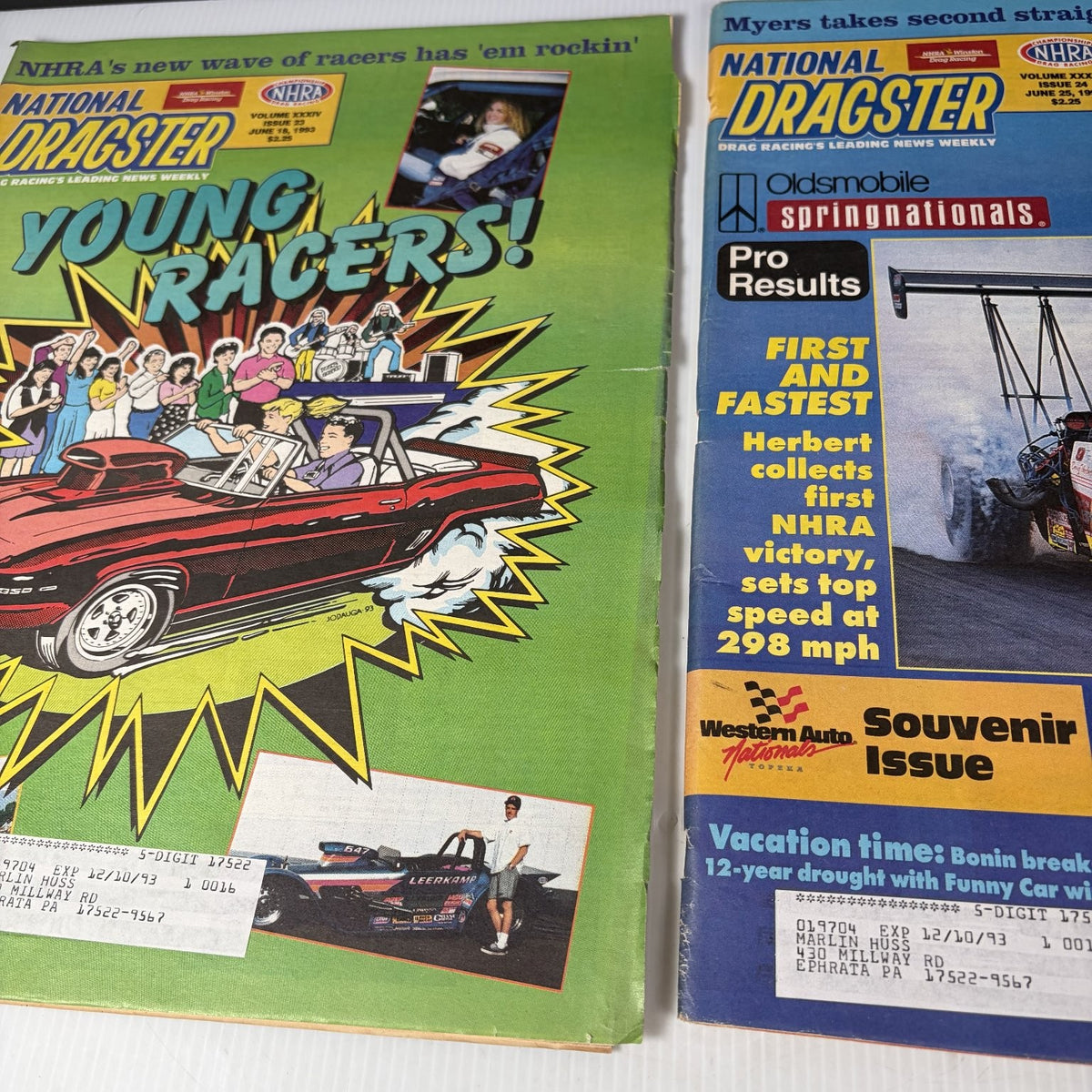 Lot of 22 National Dragster Magazine 1993 January - June NHRA Drag Racing Weekly